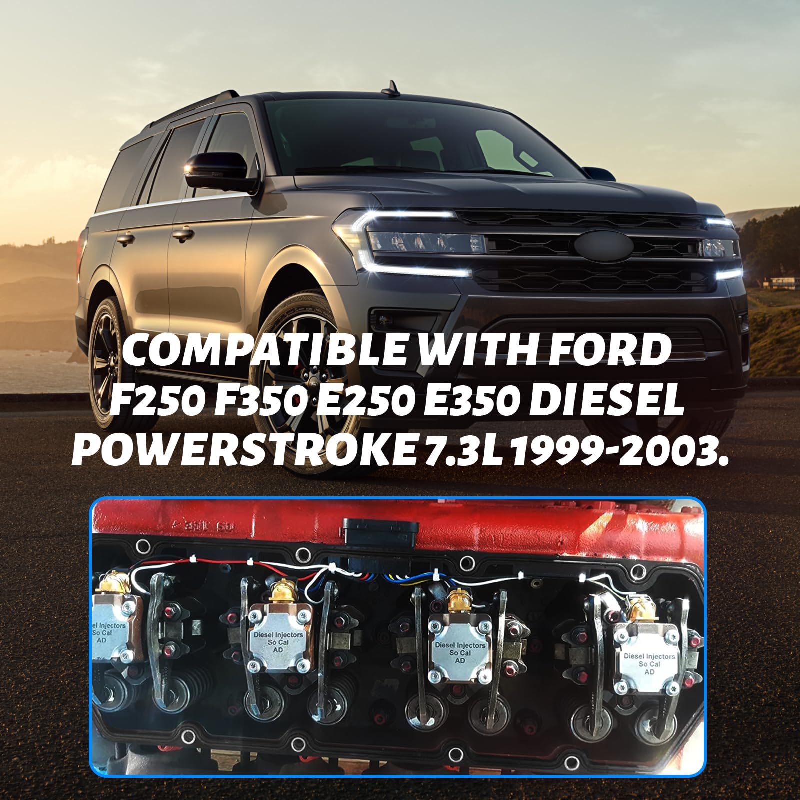 Powerstroke Diesel Valve Cover Gasket Set Compatible With Ford F250 F350 E250 E350 7.3L 1999-2003, Includes Gaskets, Glow Plugs,