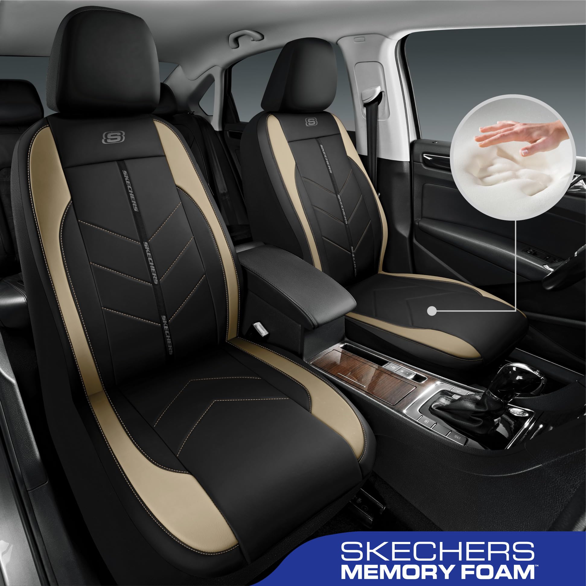 Skechers Car Seat Covers,Luxury Faux Leather Seat Covers,Waterproof Anti Slip Car Seat Protector Front Seats,Car Accessories Air