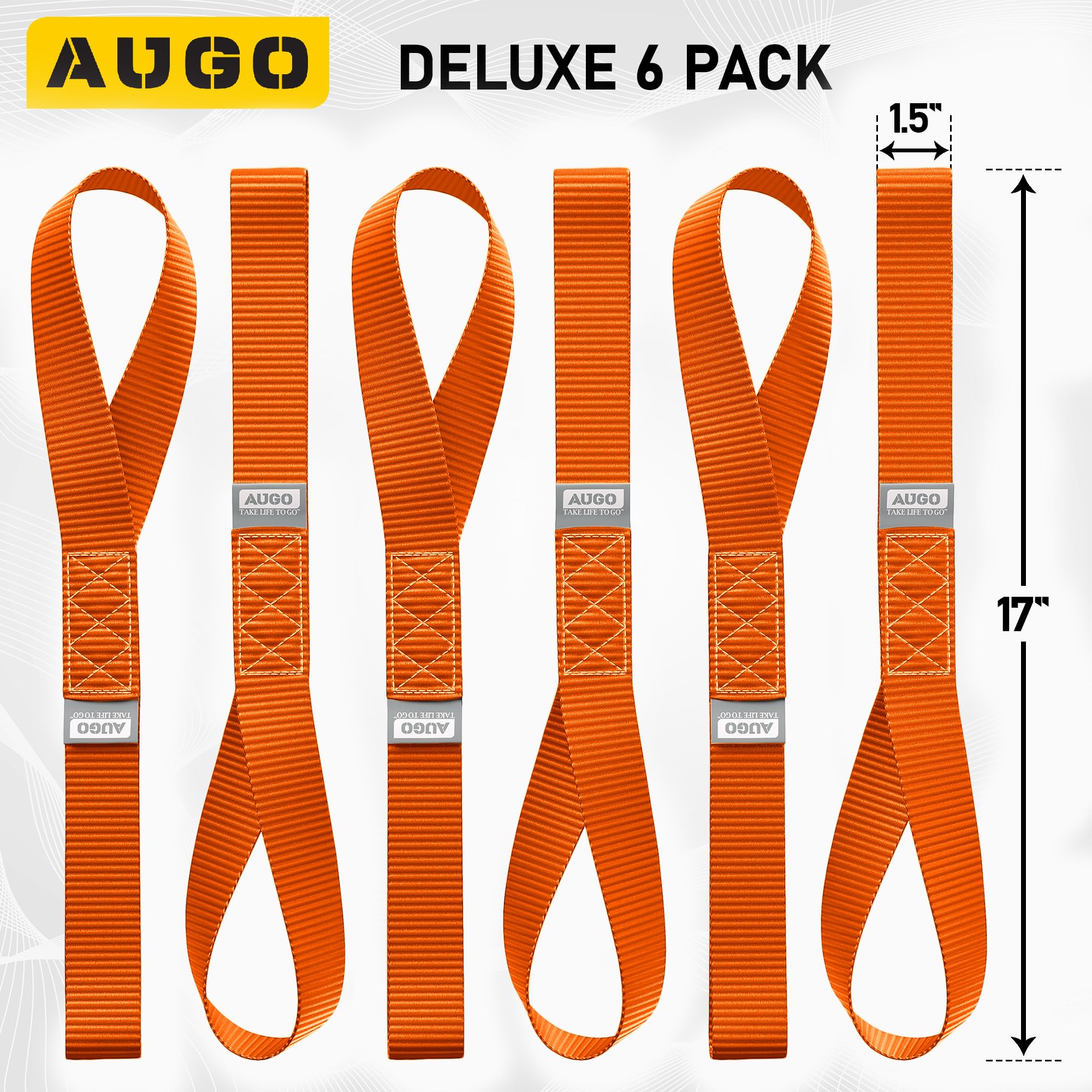 Augo Heavy Duty Soft Loops -Pack Of 6-1.5    X 17    Tie Down Anchor Straps For Use W/Ratchet Strap Hooks - 3000Lb Load Capacity