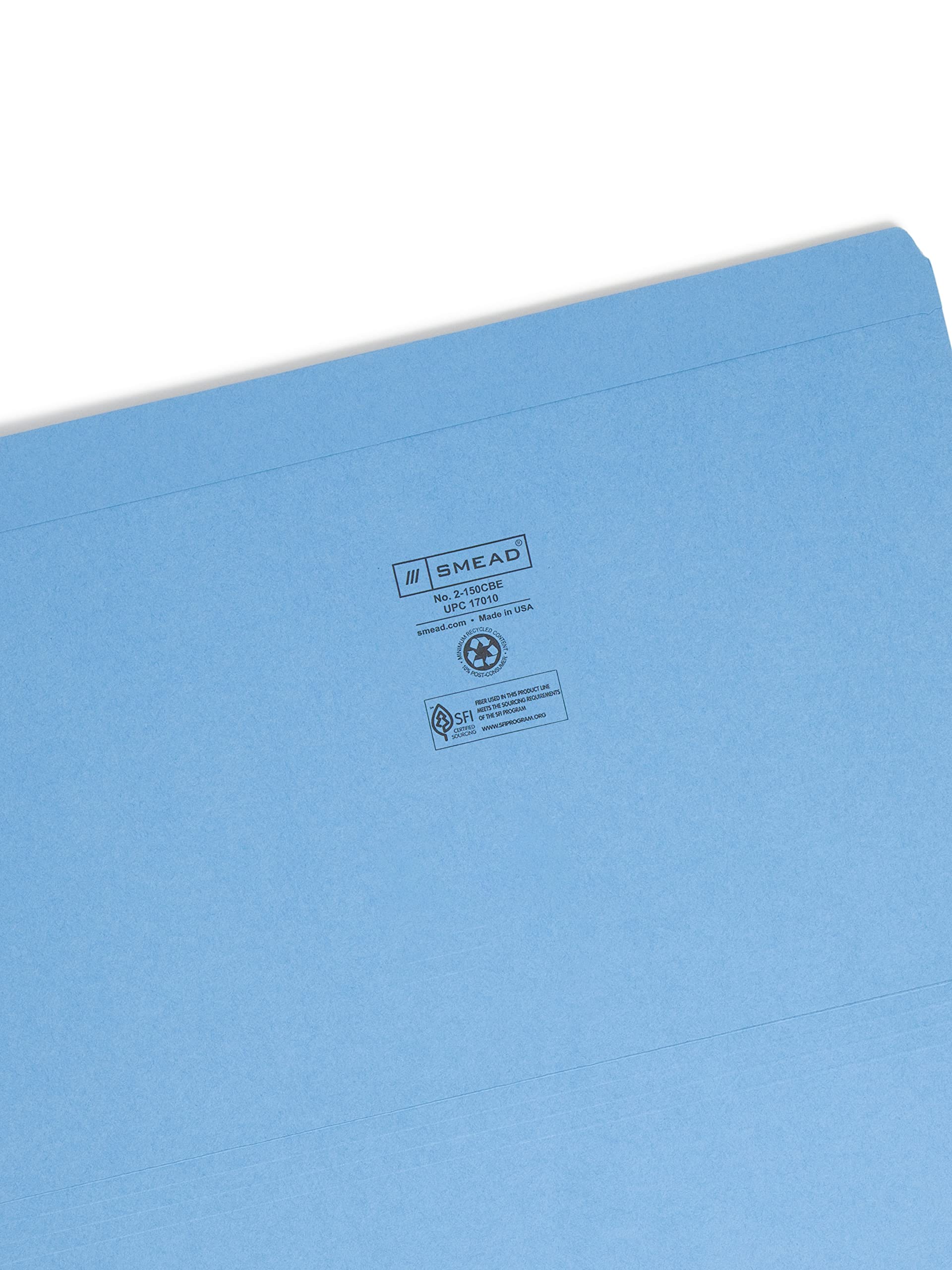 Smead File Folder, Reinforced Straight-Cut Tab, Legal Size, Blue, 100 Per Box (17010)