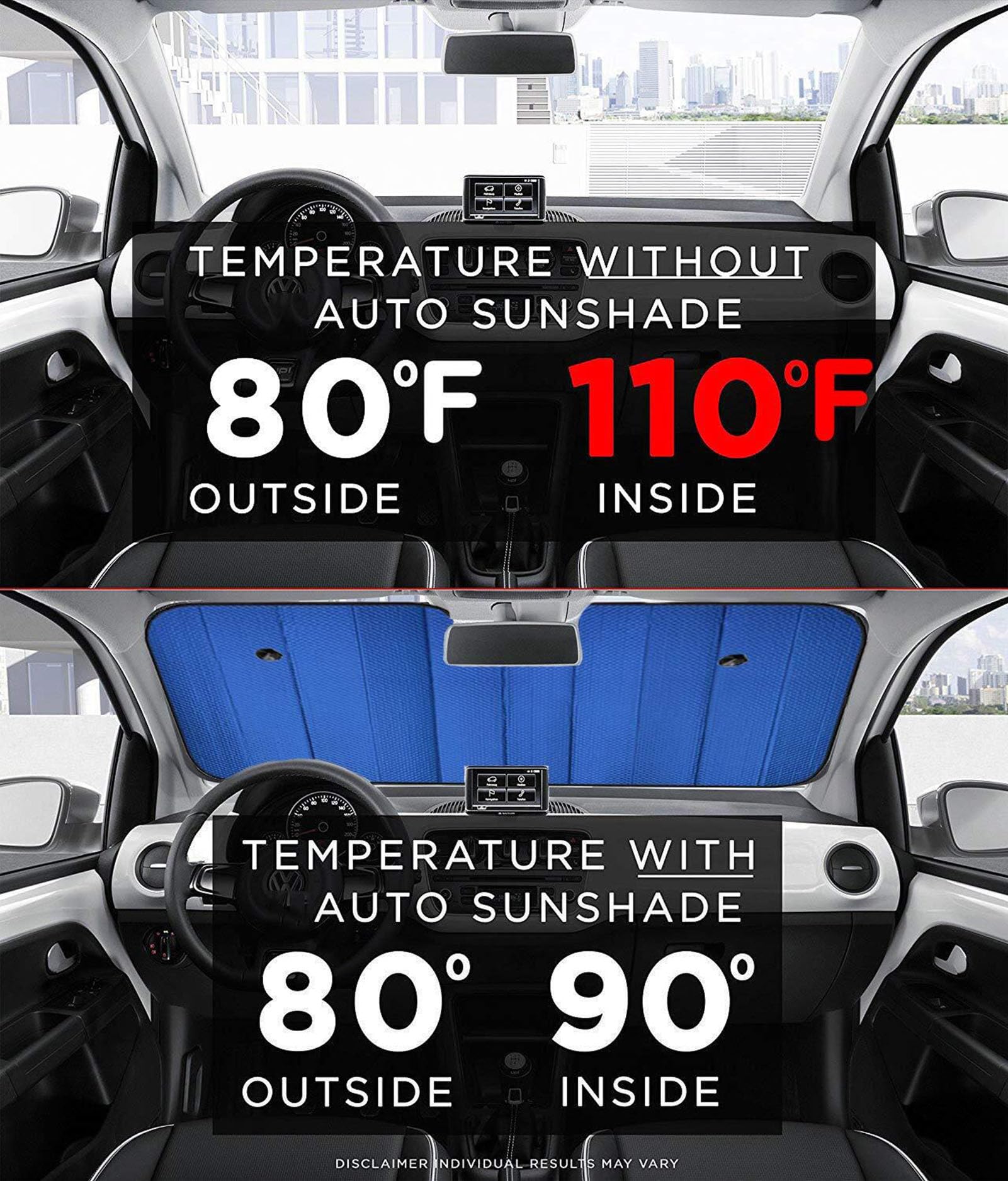 Big Hippo Windshield Sun Shade Uv Rays Sun Visor Shade,Auto Front Windshield Sunshade Protector Car Folded Sun Shield Shade,Keeps Vehicle Cool - Blue (Size: 55.16X 27.5)