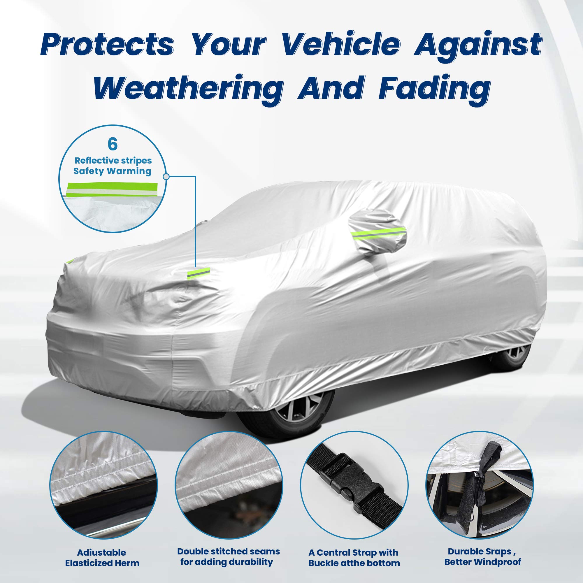 Car Cover Waterproof All Weather, Gordita Full Exterior Covers With Mirror Pocket, Outdoor Car Cover Uv Snow Rain Wind Dust All