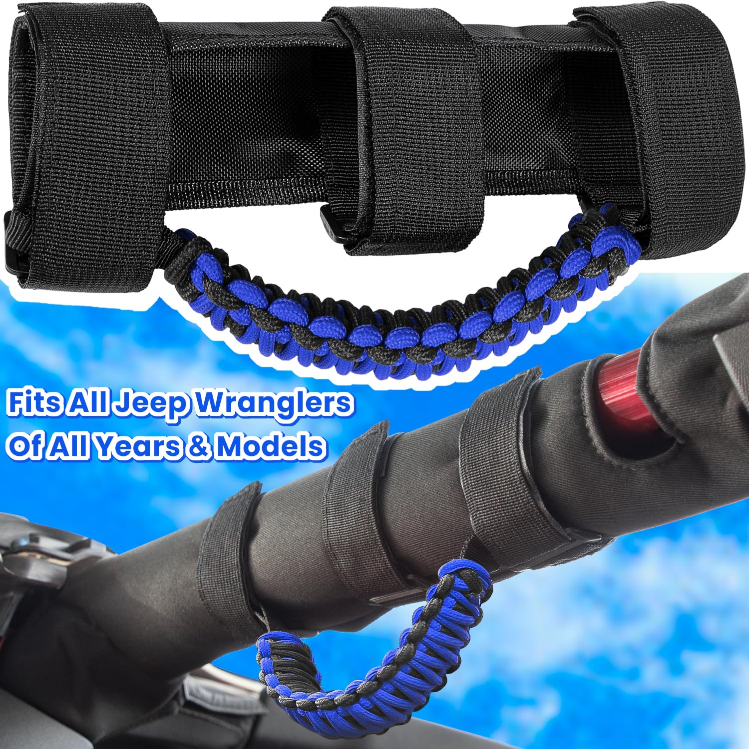 4 x Roll Bar Grab Handles Grip Handle for Jeep Wrangler JK JKU JL JLU TJ YJ Sports Sahara Freedom Rubicon Unlimited Gladiator JT