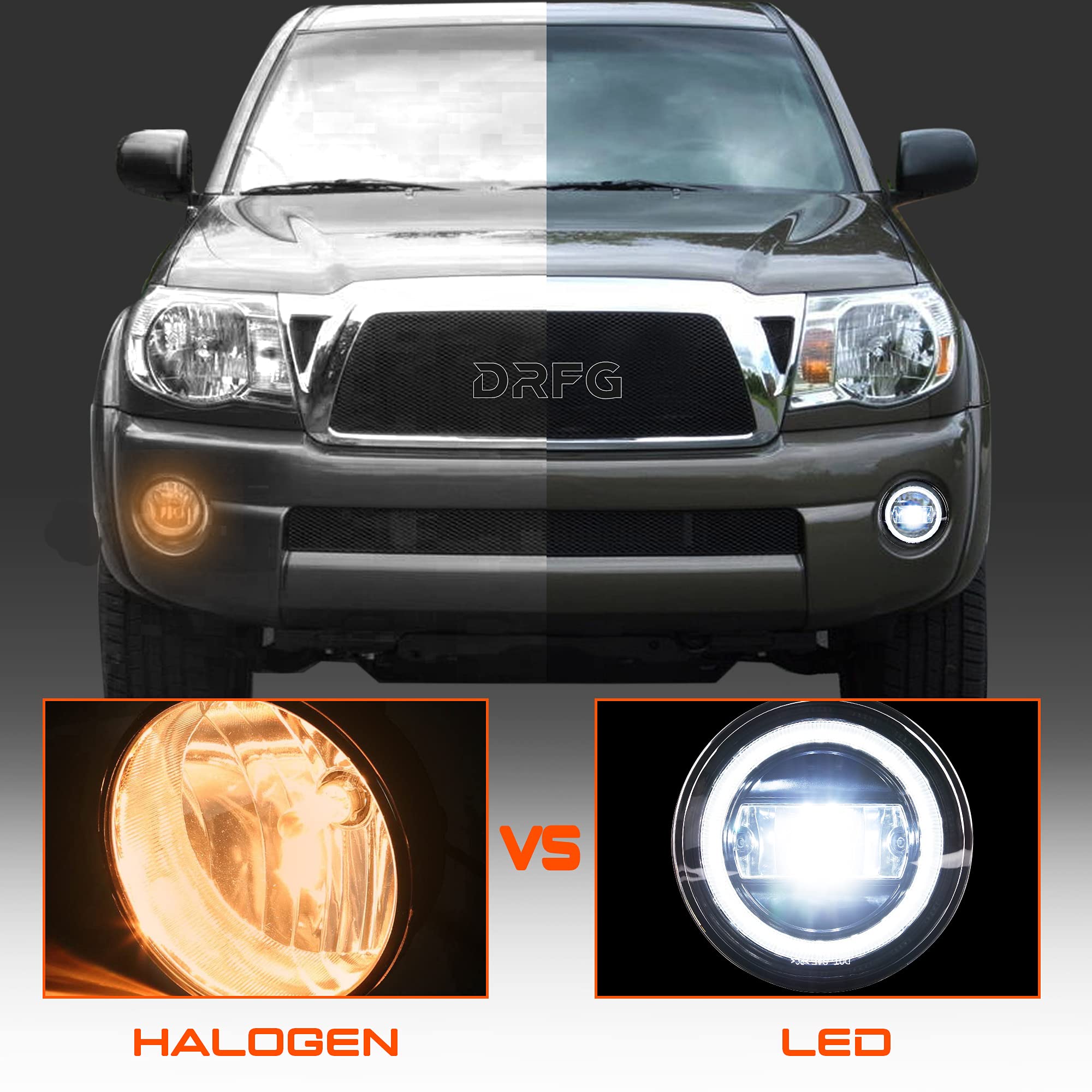 Led Fog Light Assembly With Drl For Tacoma 2005-2011/ Tundra 2007-2012/ Solara 2004-2006, Bumper Driving Fog Lamp Plug And Play 2Pcs Fog Lights