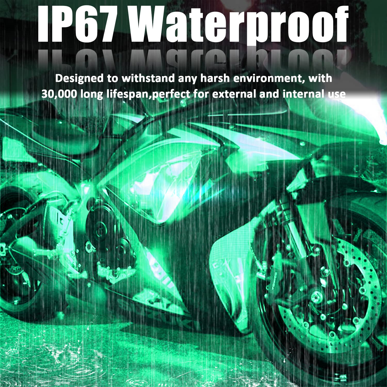 Xtauto Green 12V 15 Led 30Cm Car Flexible Waterproof Underbody Light Strip Pack Of 20