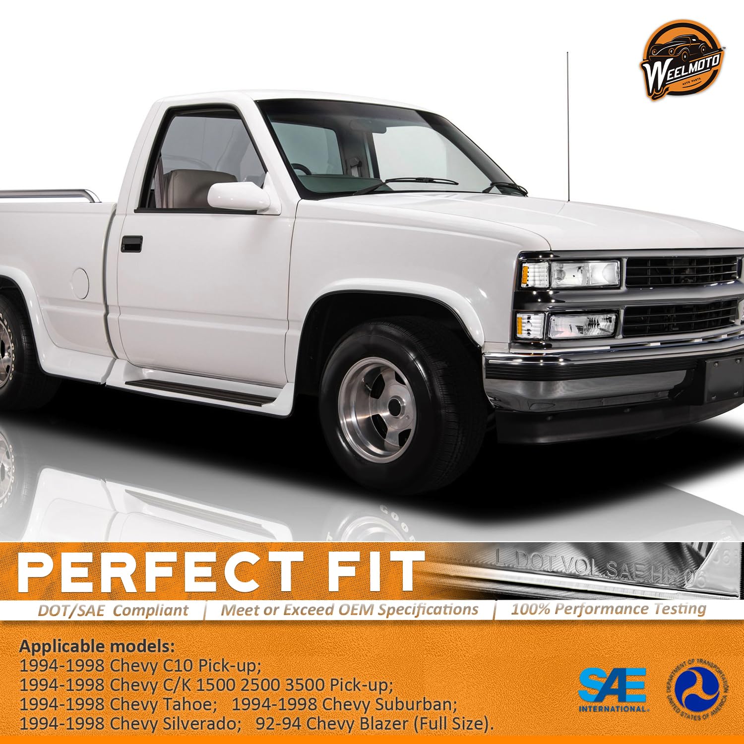 WEELMOTO Headlights Assembly for 1994-1998 Chevy C10, 94-98 C/K 1500 2500 3500, 94-98 Tahoe/Suburban/Silverado, 92-94 Blazer for