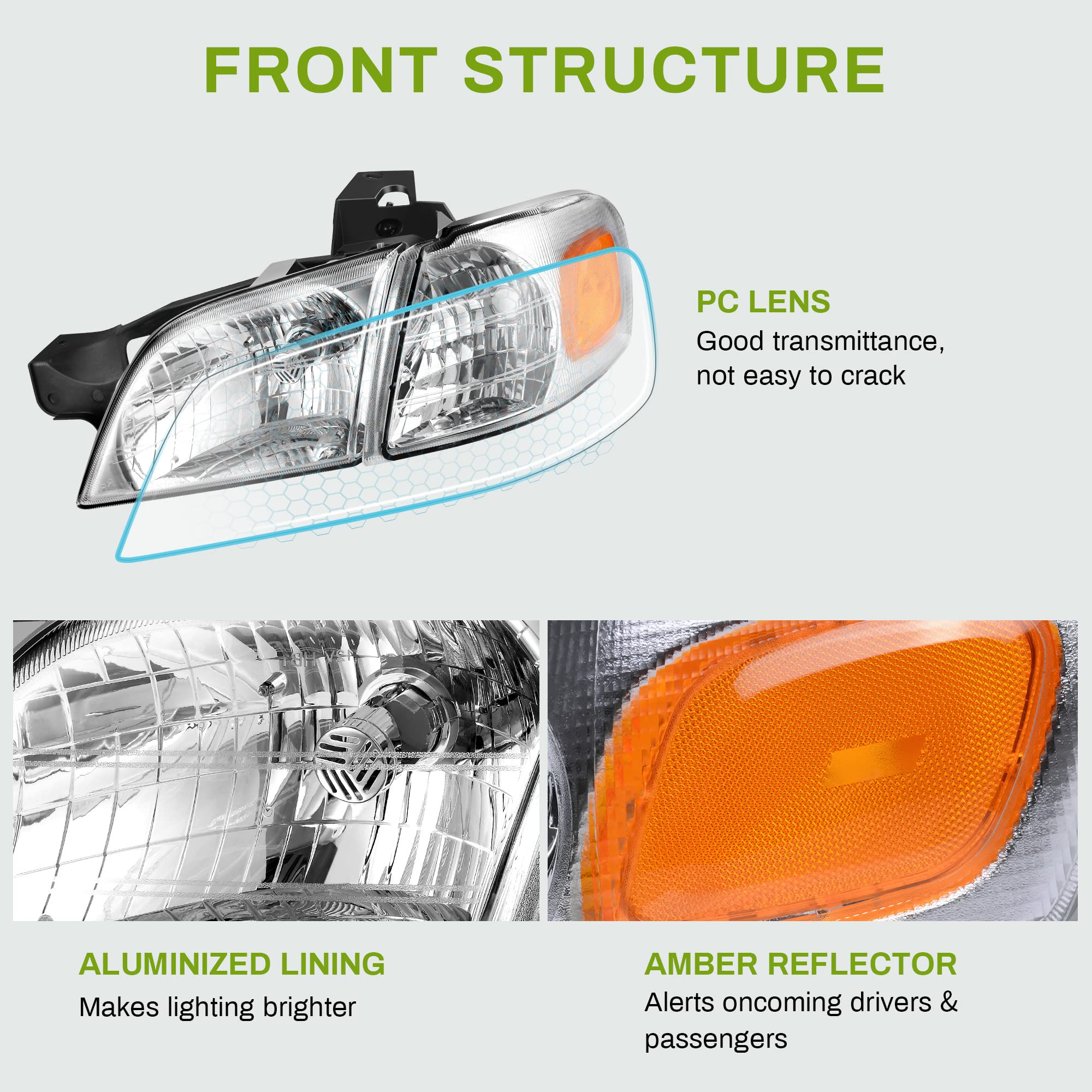 Autosaver88 Headlight Assembly Compatible With 1997-2005 Chevy Venture/ 97-04 Oldsmobile Silhouette/ 97-98 Pontiac Trans Sport/