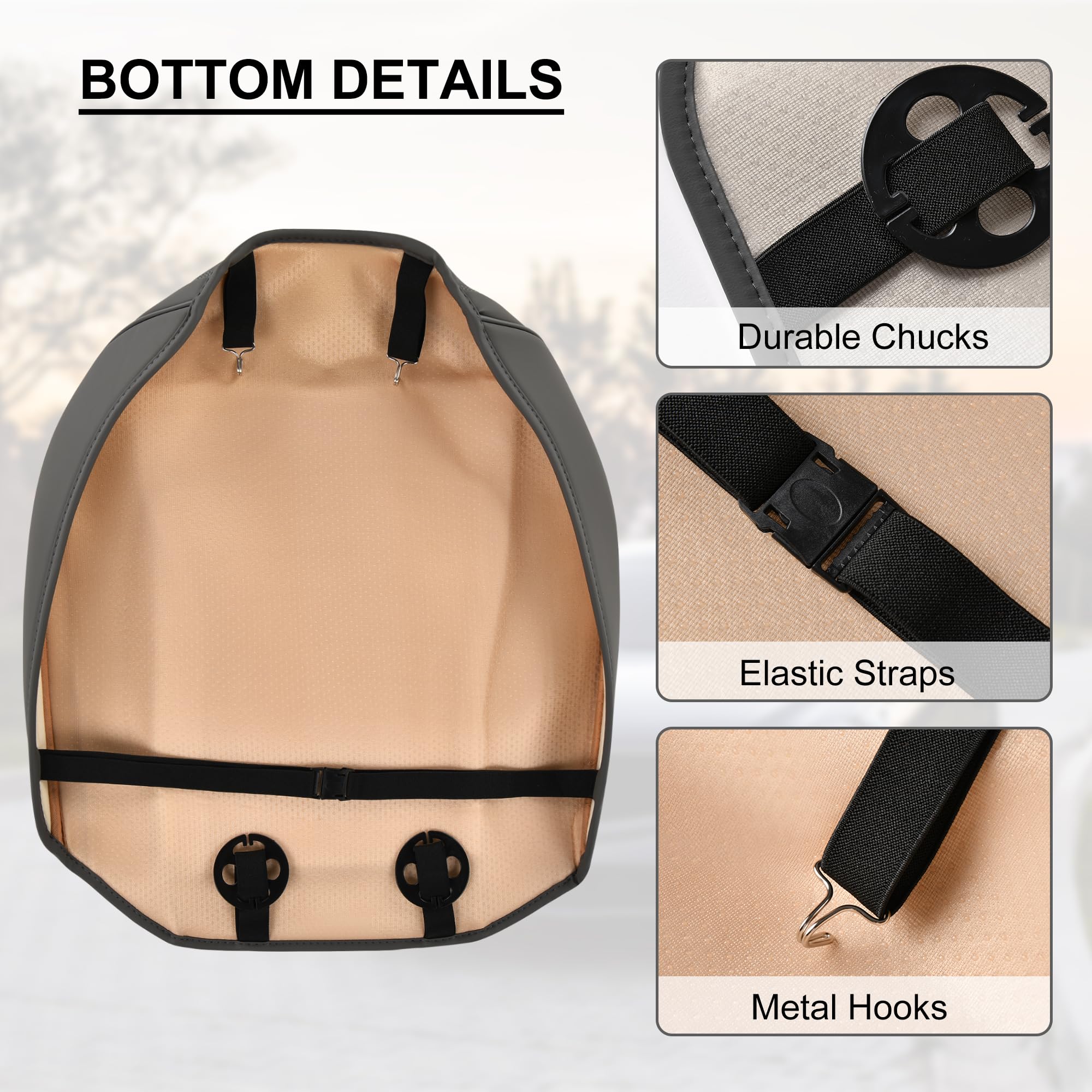 BWTJF Gray Car Seat Cover 2 Pack, Universal Leather Front Seat Covers Bottom Protector, Anti-Slip and Full Wrapping Edge Compati