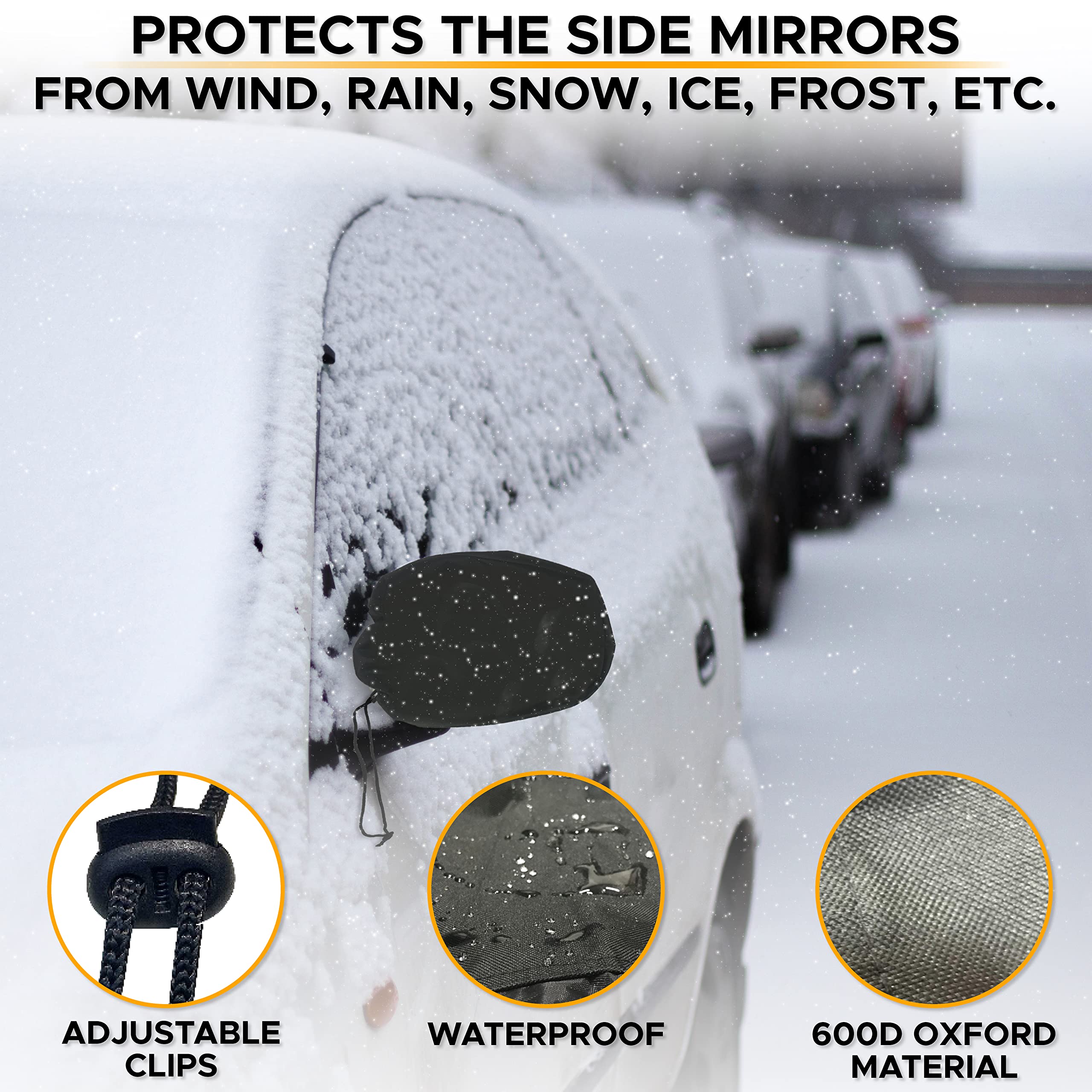 Econour Windshield Cover For Ice And Snow (4-Pack) | Durable Winter Snow Cover With Side Mirror & Wiper Blade Covers | Waterproo