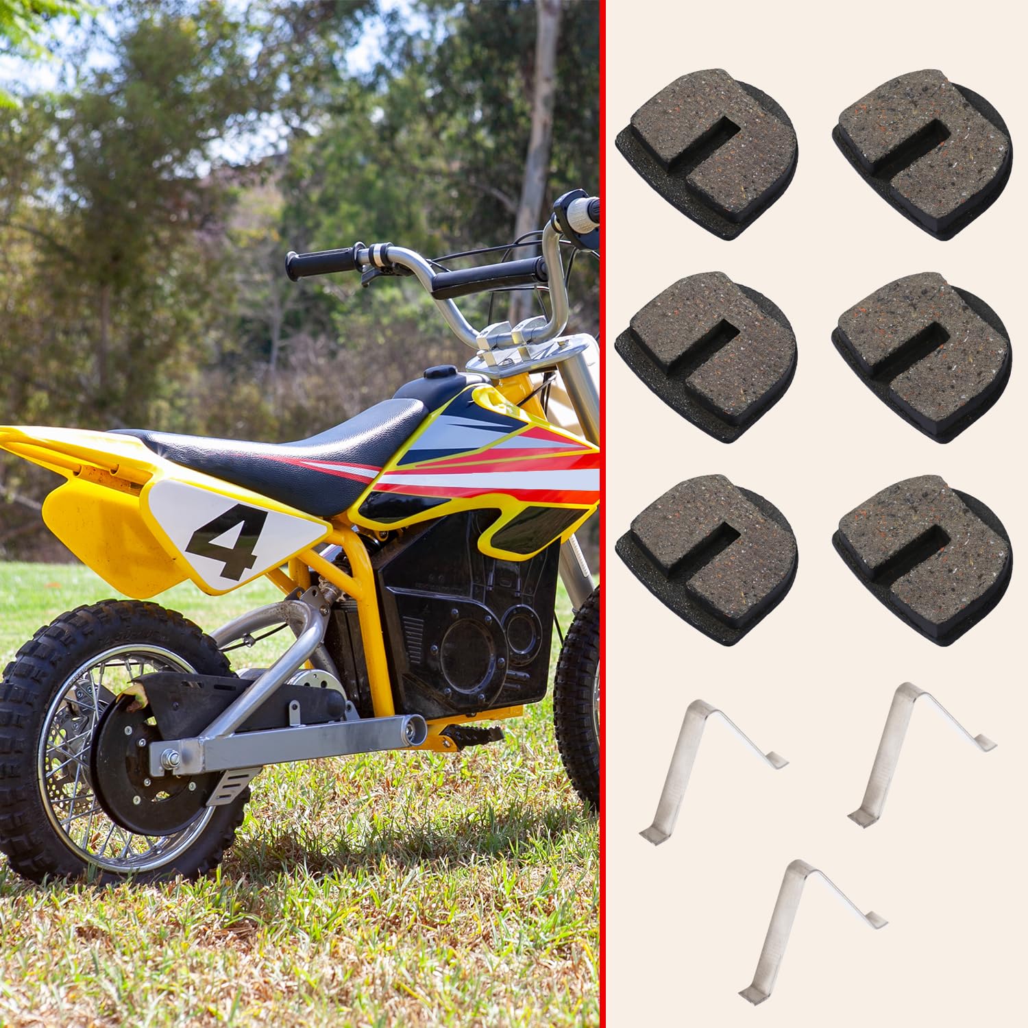 Kamier Rounded Front Rear Brake Pads Replacement For Razor Mx650 Mx500 Sx500 Mcgrath Dirt Bike Electric 4 Wheeler Atv Dirt Quad 500 Rsf650 Kids Motocross Scooter Yk2 Flame Disc Brake Caliper Parts