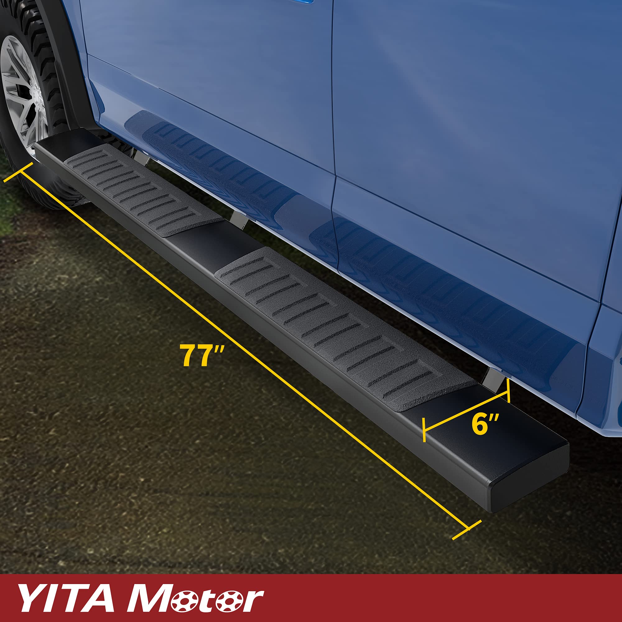 Yitamotor 6 Inches Running Boards Compatible With 2015-2025 Ford F-150 Supercab, 2017-2024 Ford F250 F350 Supercab Aluminum Blac