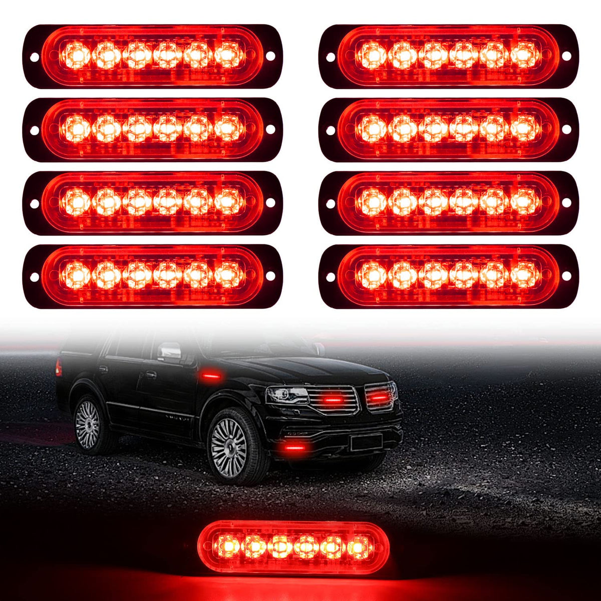 Dibms Led Emergency Strobe Lights Bar 8X Red 6 Led Strobe Warning Emergency Flashing Light Caution Construction Hazard Light Bar