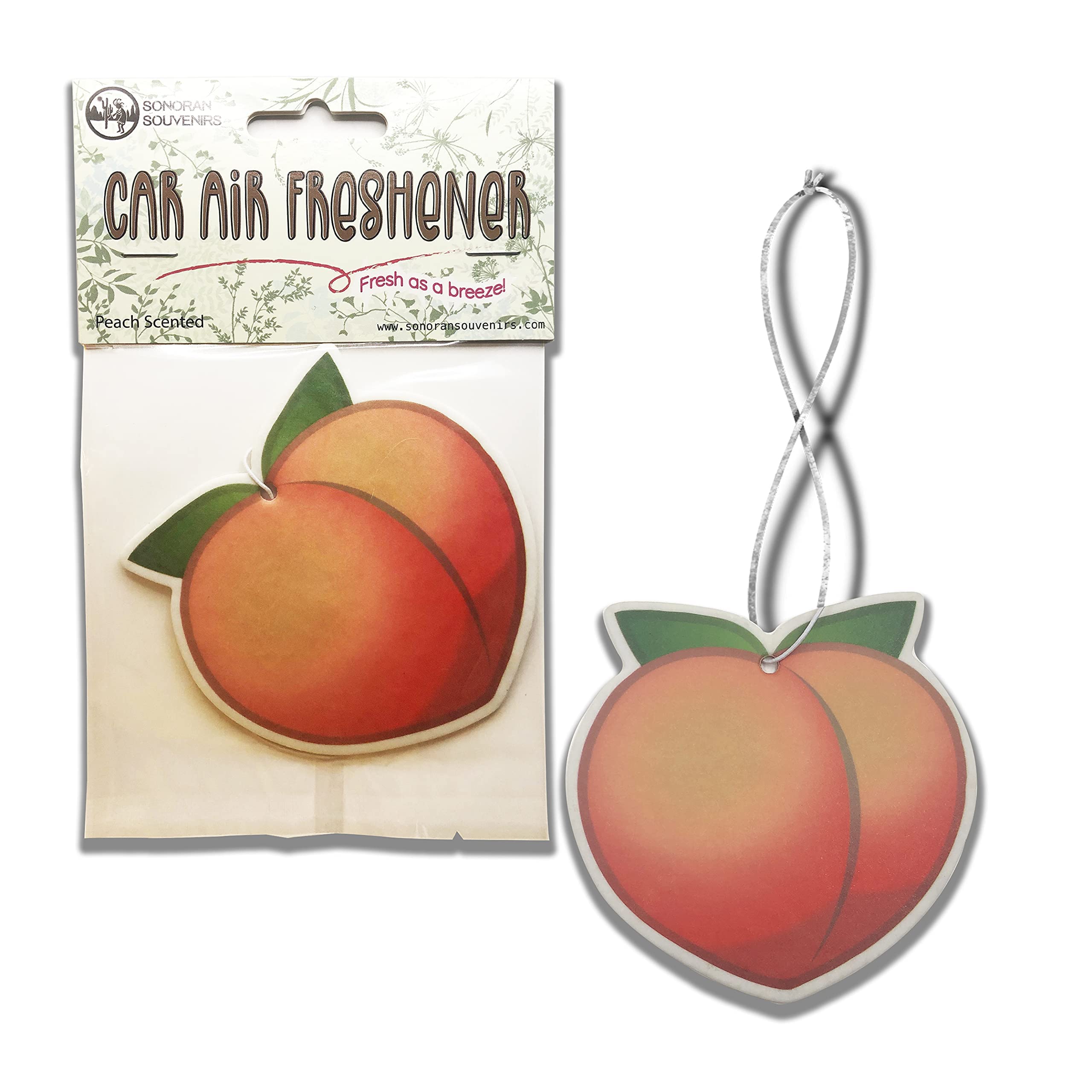 (Pack of 4) Fruity Fruit Air Fresheners - Automotive Accessory - Car Hanging Air Fresheners (Peach)