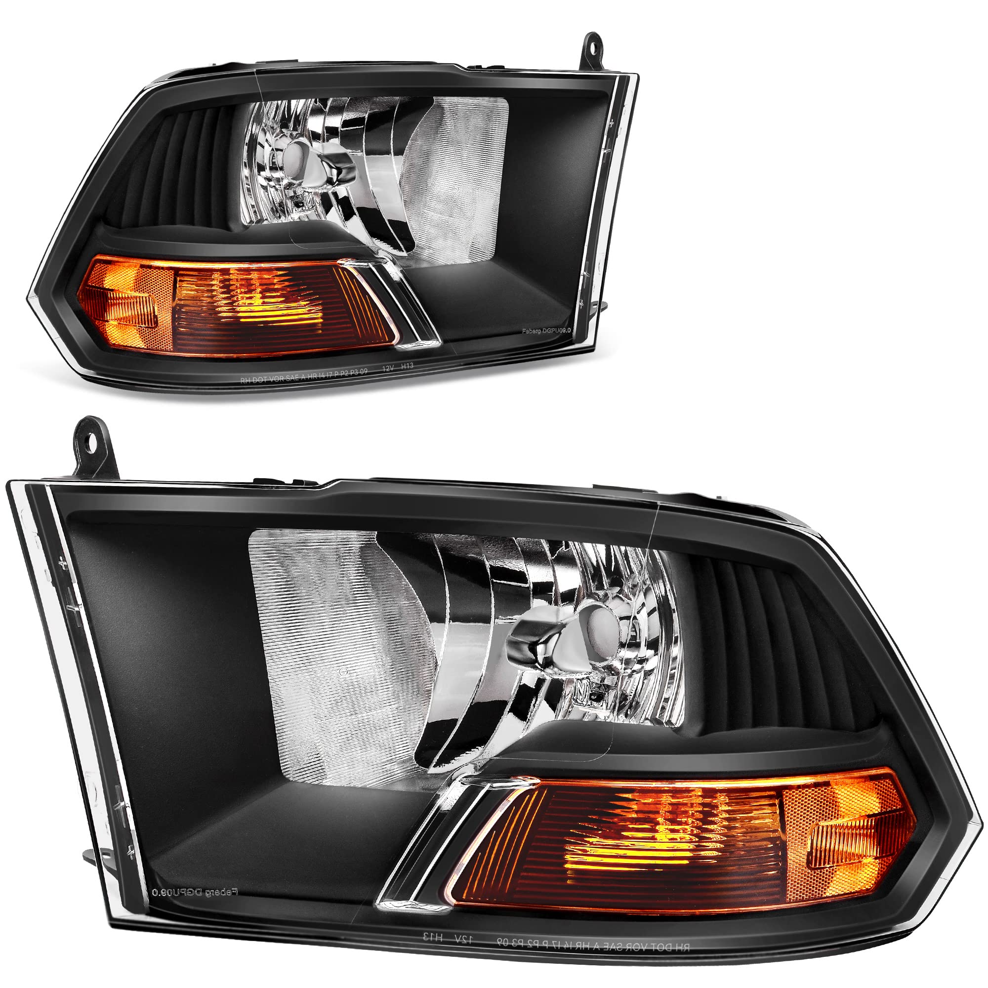 Autosaver88 Compatible With 09 10 11 12 Dodge Ram 1500 2500 3500 Pickup Dual Beam Model Headlight Assembly Replacement Black Hou