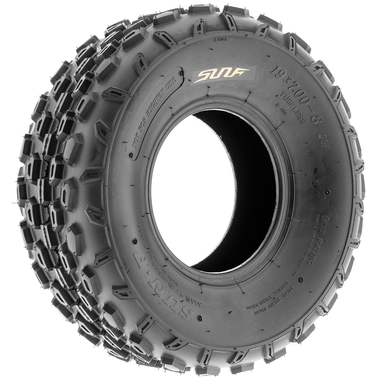SunF Set of 4 Sport ATV Tubeless Tires 19x7-8 Front & 18x9.5-8 Rear, 4 Ply