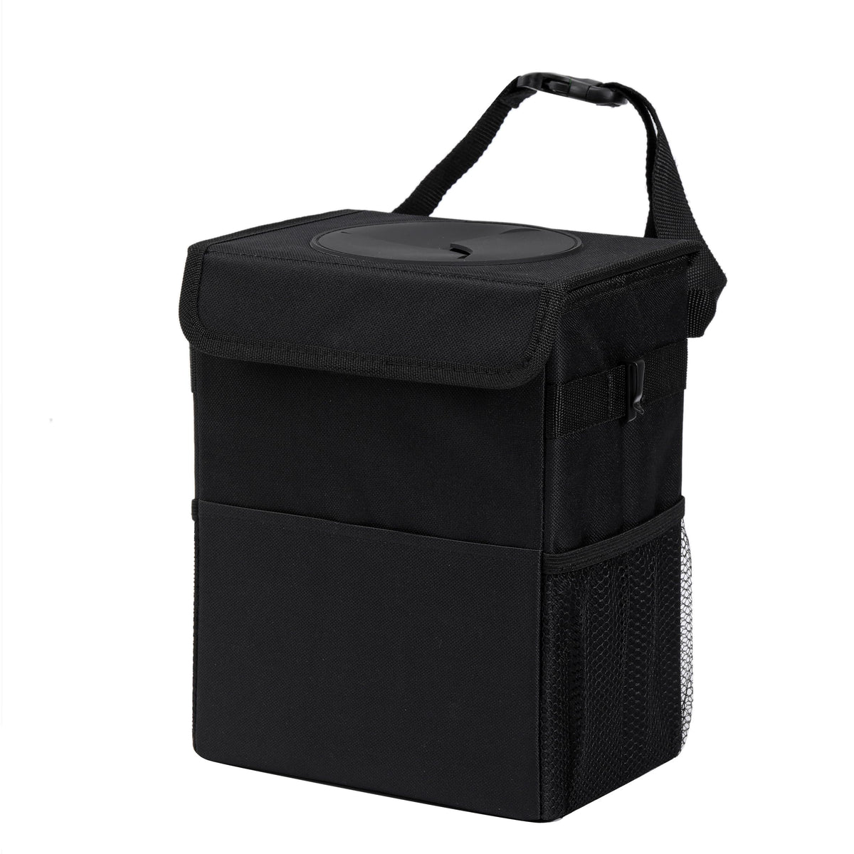 AOKJOY Car Garbage can with lid Leak Proof Vehicle Trash Can 3 Storage Pockets Hanging Waterproof car Trash Bag for SUV Black