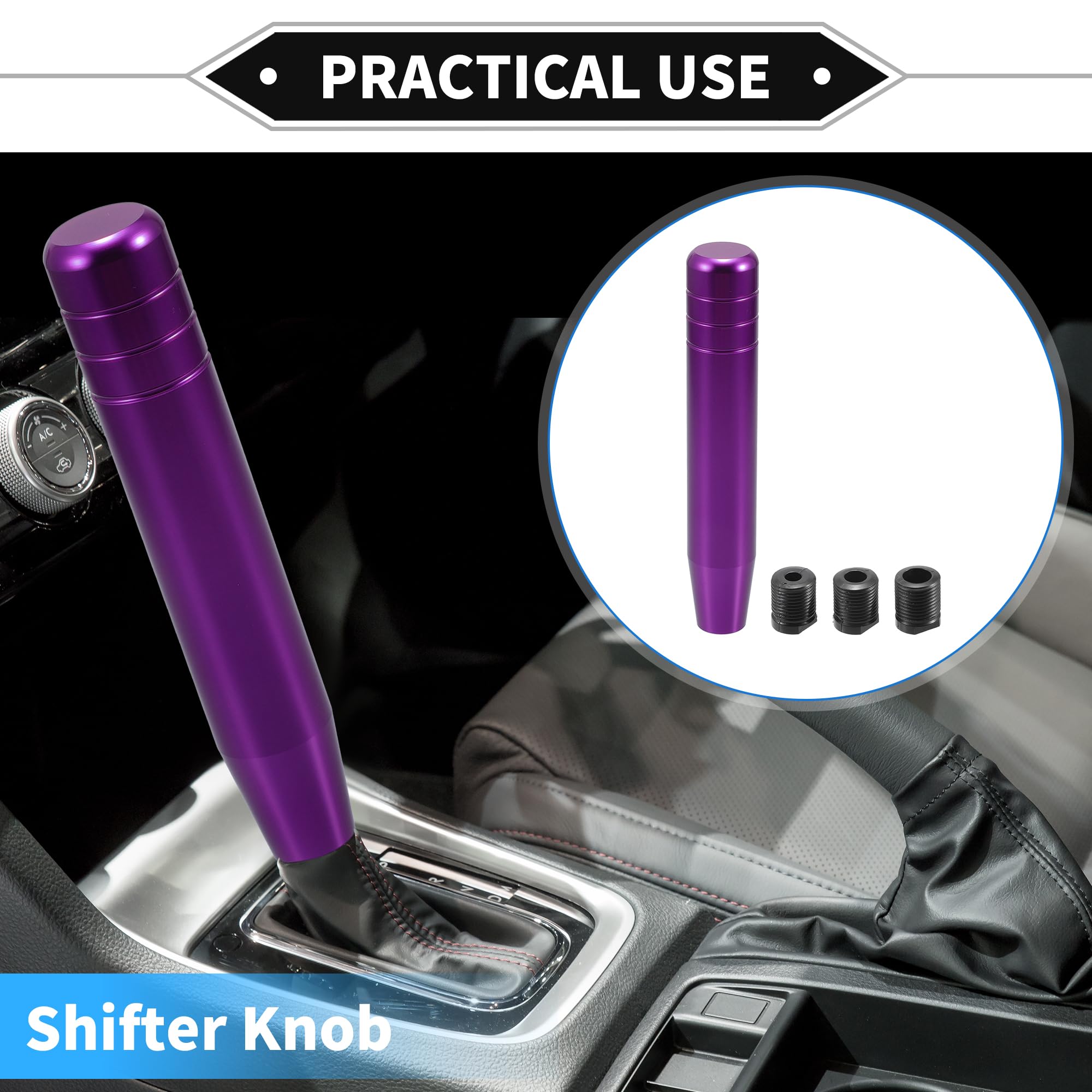 VekAuto Gear Shifter Knob Kit, 18cm Car Shift Lever Knob Universal for Automatic and Manual Vehicle Durable Aluminum Alloy Purpl