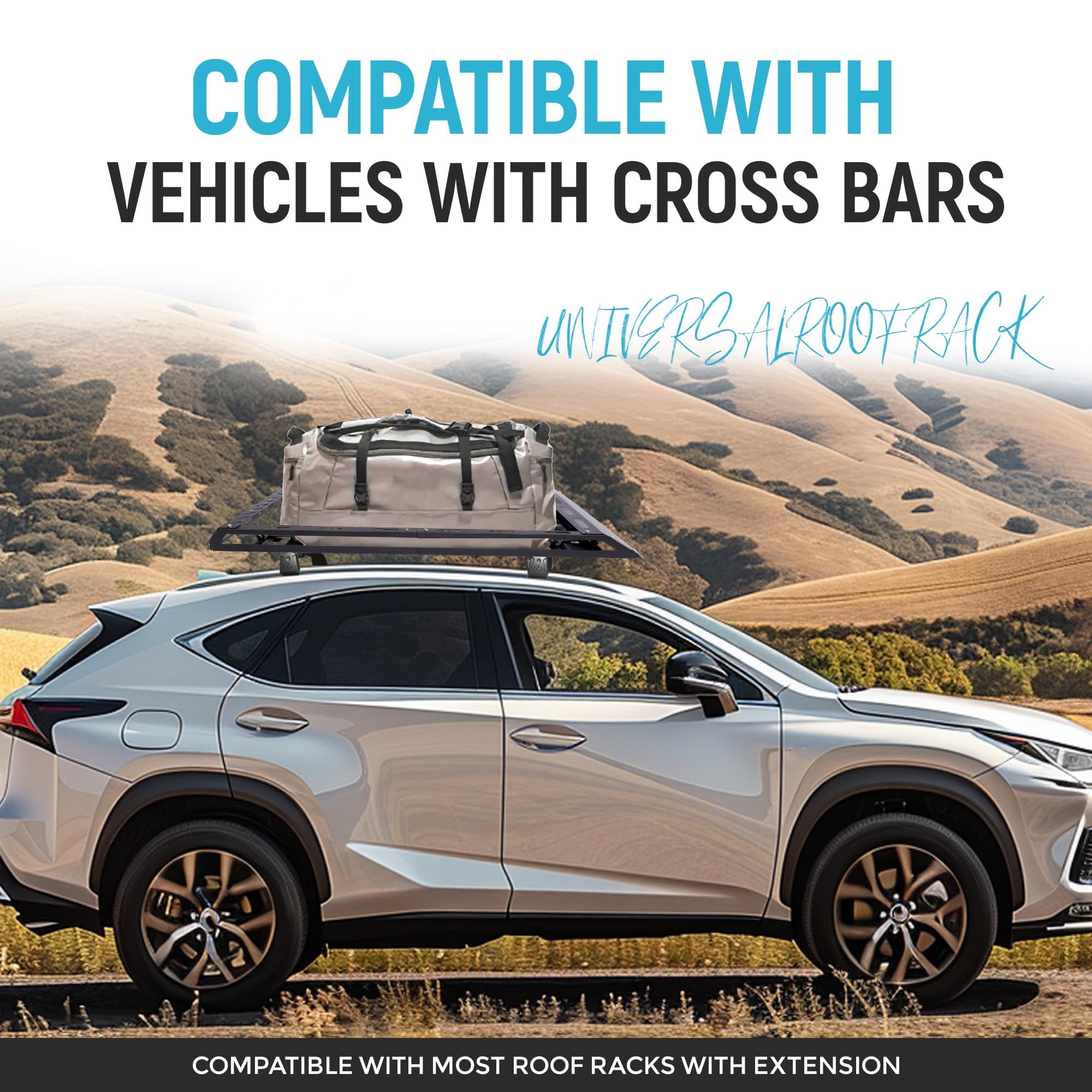 Ecotric 50 '' X 39 '' X 4.75 '' Roof Rack Cargo Basket W/Cross Bars Fit For Car Suv Pickup Truck Van Universal Top Cargo Carrier