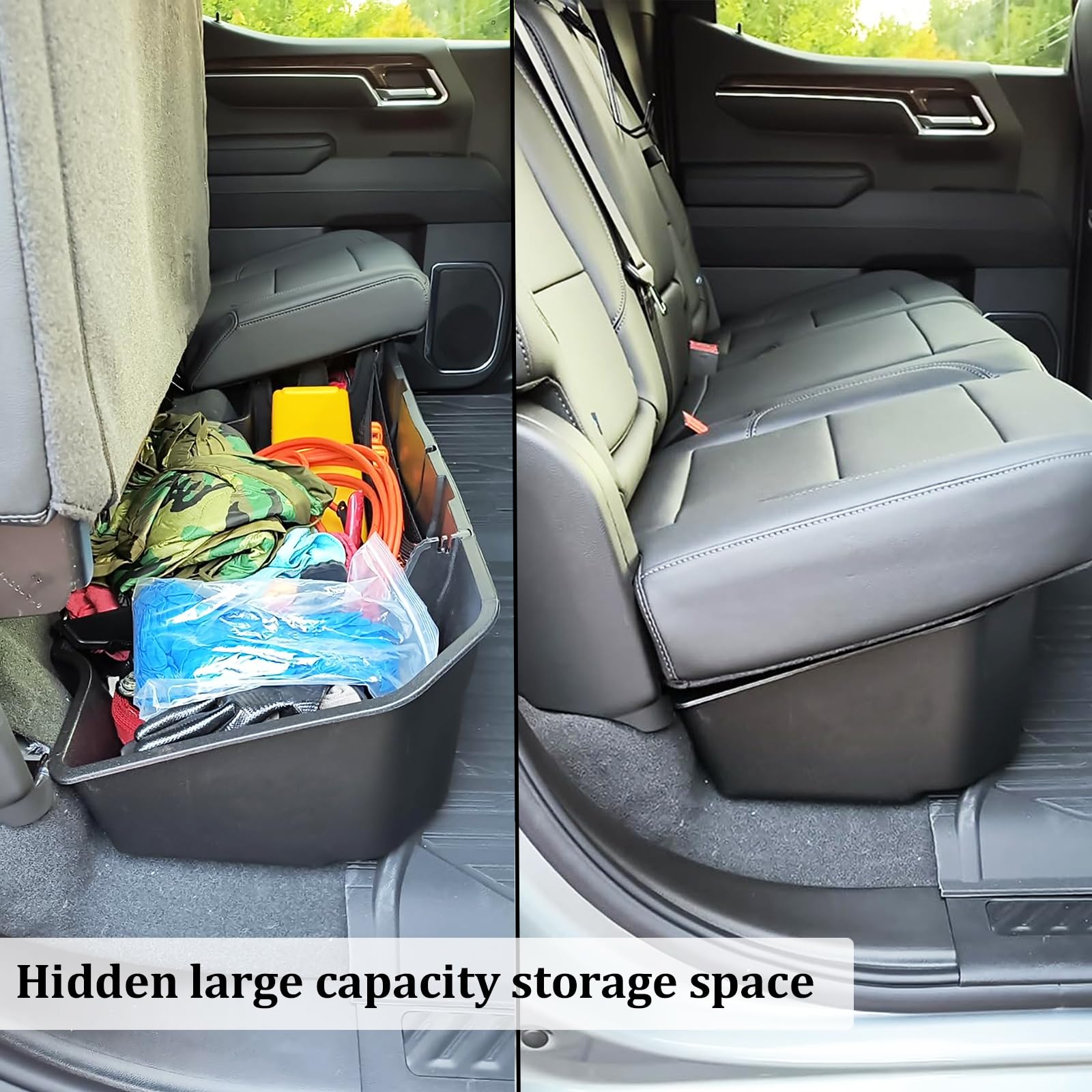 Under Seat Storage Box & Center Console Organizer Tray Fit for 2019-2025 Chevy Silverado 1500 GMC Sierra 1500 2020-2025 2500 350