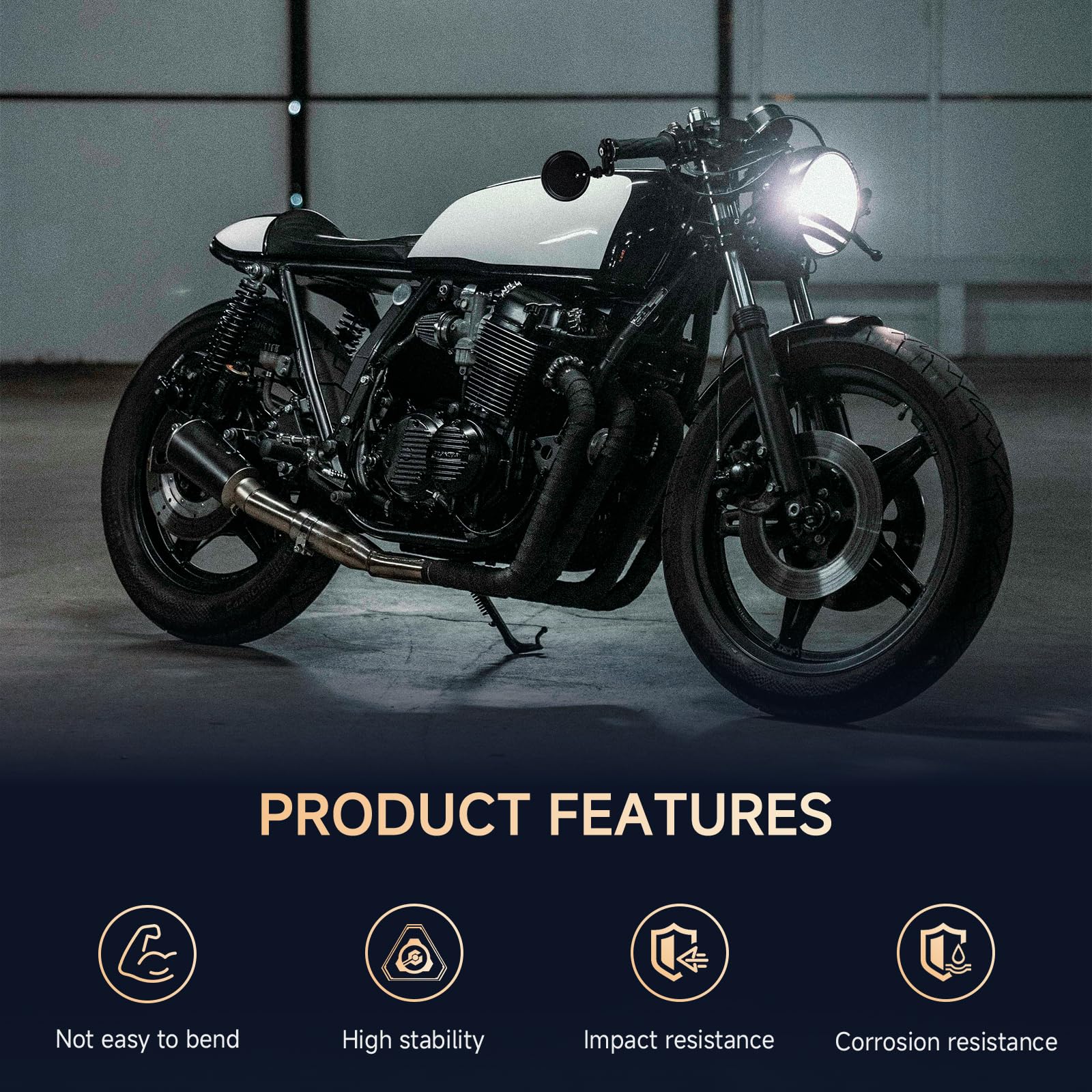 Motorcycle Bar End Mirrors 3 Round Folding Side Mirrors, 7/8 Handlebar Rear View Mirror Compatible With Honda MSX125 CB500F