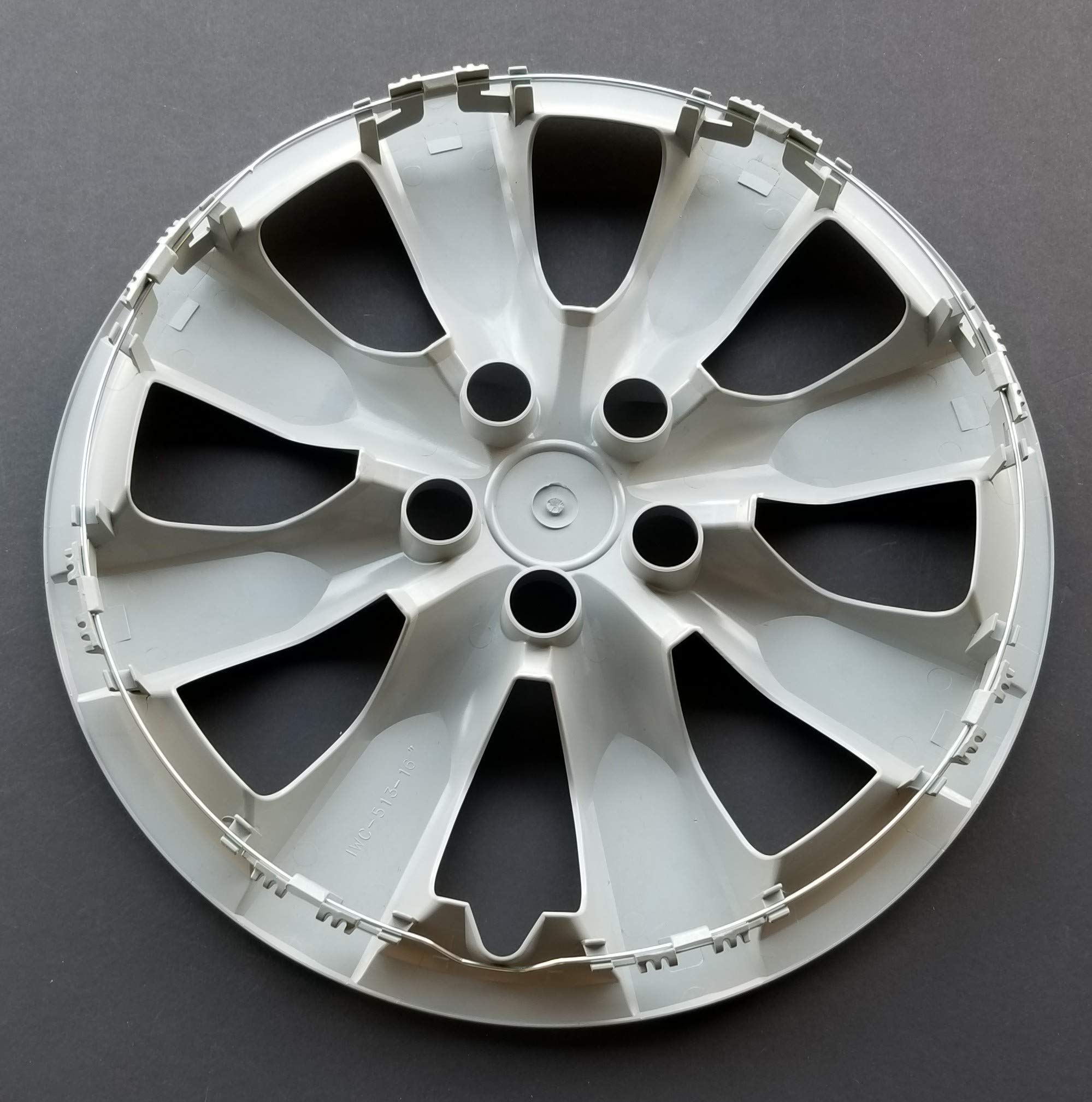 New Wheel Covers Replacements Fits 2014-2018 Toyota Corolla ; 16 Inch; 8 Spoke; Silver Color; Plastic; Set Of 4; Standard Leg