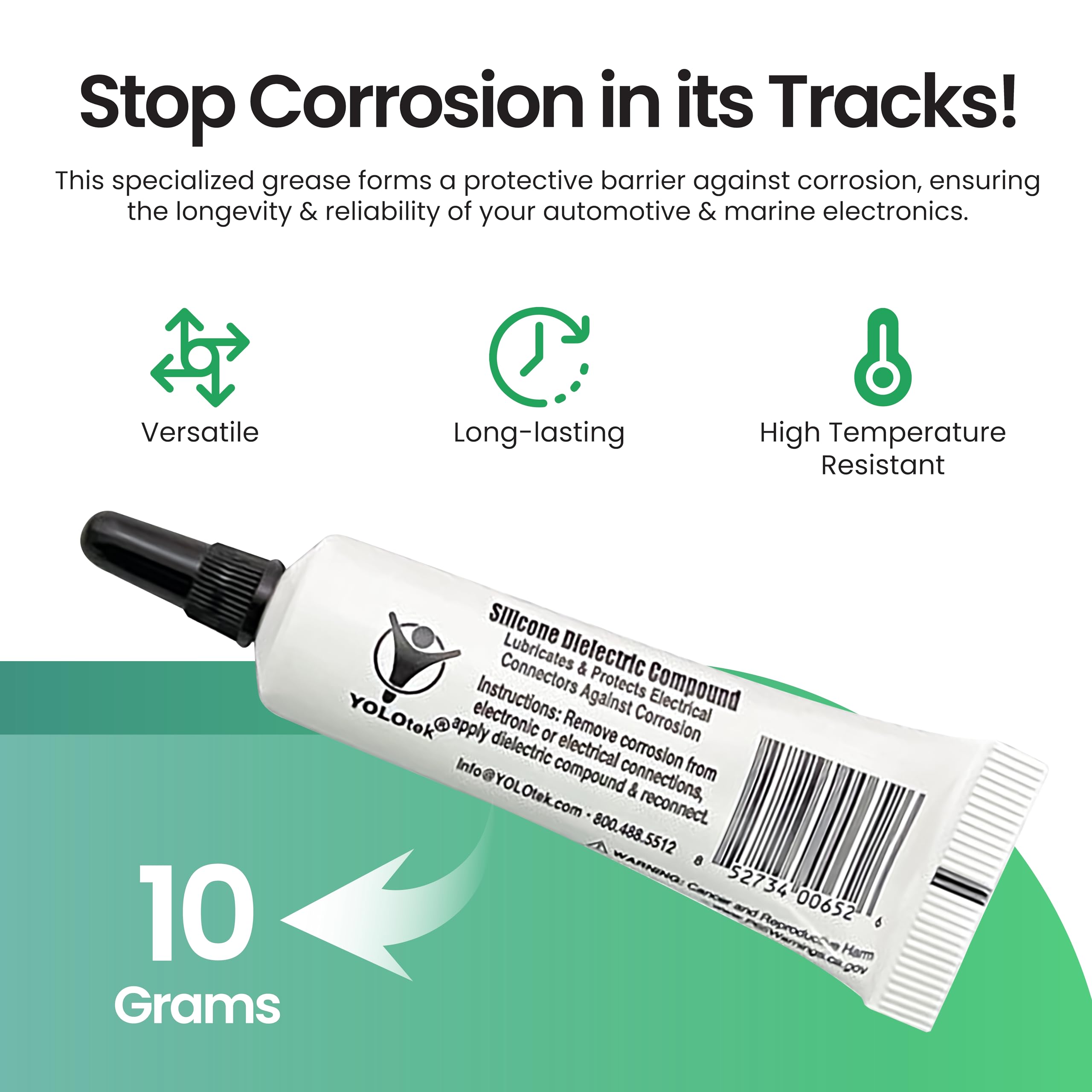 Silicone Dielectric Grease Automotive/Marine 10G By Yolotek Veteran Owned. Silicone Grease For Electronics, Spark Plugs & Battery Terminals Silicone Lube. Protects Electrical Connectors. Grease Tube