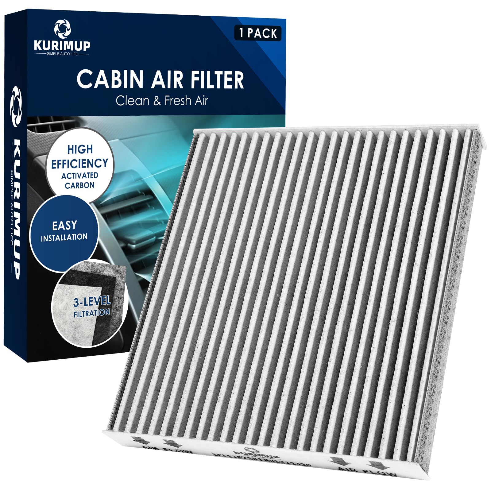 Kurimup Premium Cabin Air Filter With Activated Carbon,Replacement For Cf11671,Fit For Mazda Cx7(2007-2012),Ram 1500(2016-2021)/2500(2016-2022)/3500(2016-2022),All Trims.