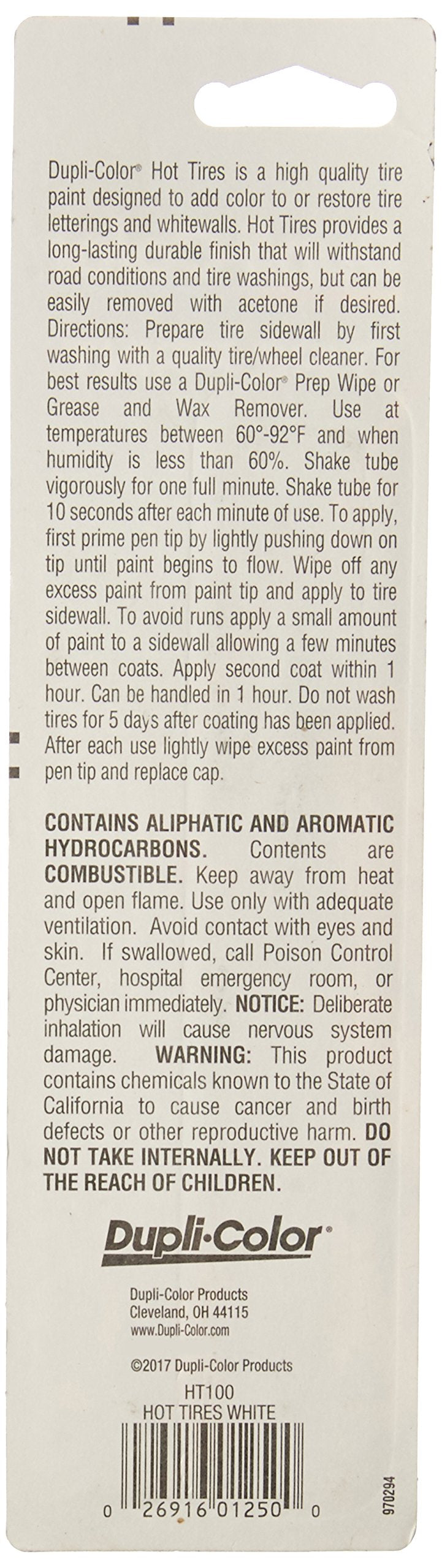 Dupli-Color Ht100 White Hot Tire Paint Pin - 1/3 Oz