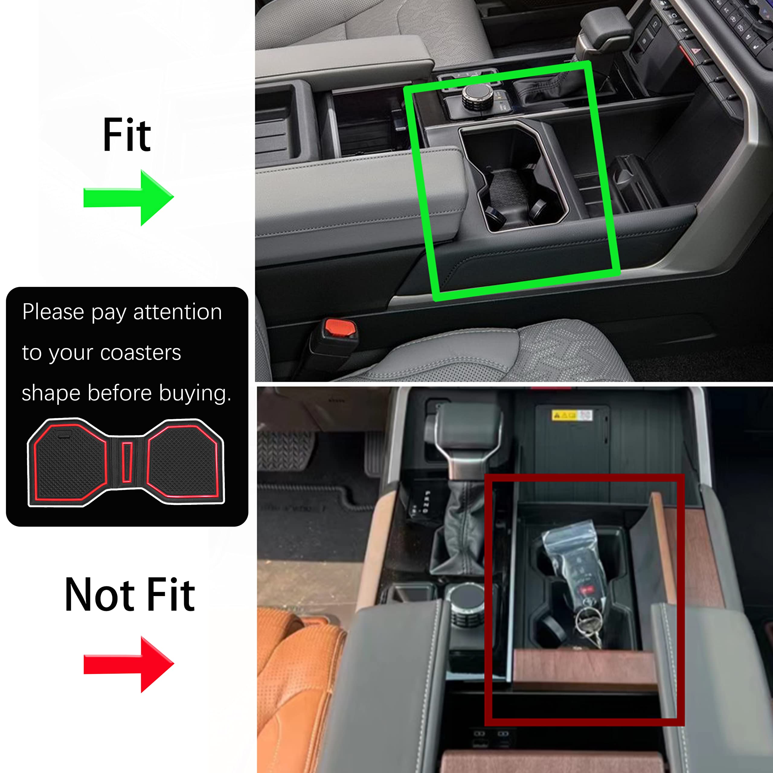Senshine Custom Liner For Toyota Tundra Accessories 2022 2023 2024 Cup Holder Inserts Center Console Liner Mats Door Pocket Line