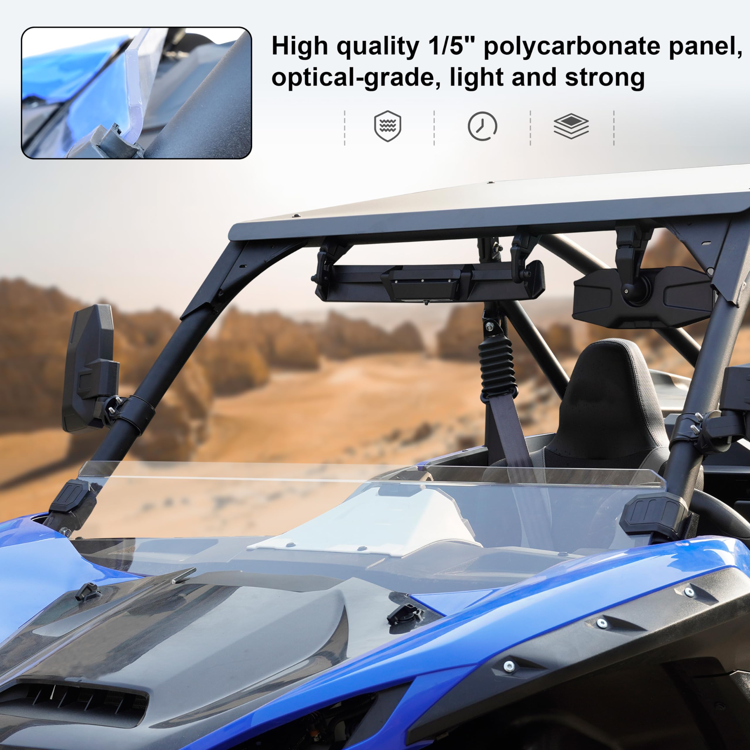 SAUTVS Front Half Windshield for Kawasaki Teryx KRX 1000, Clear Lightly Dustproof Durable Half Windscreen for Kawasaki Teryx KRX