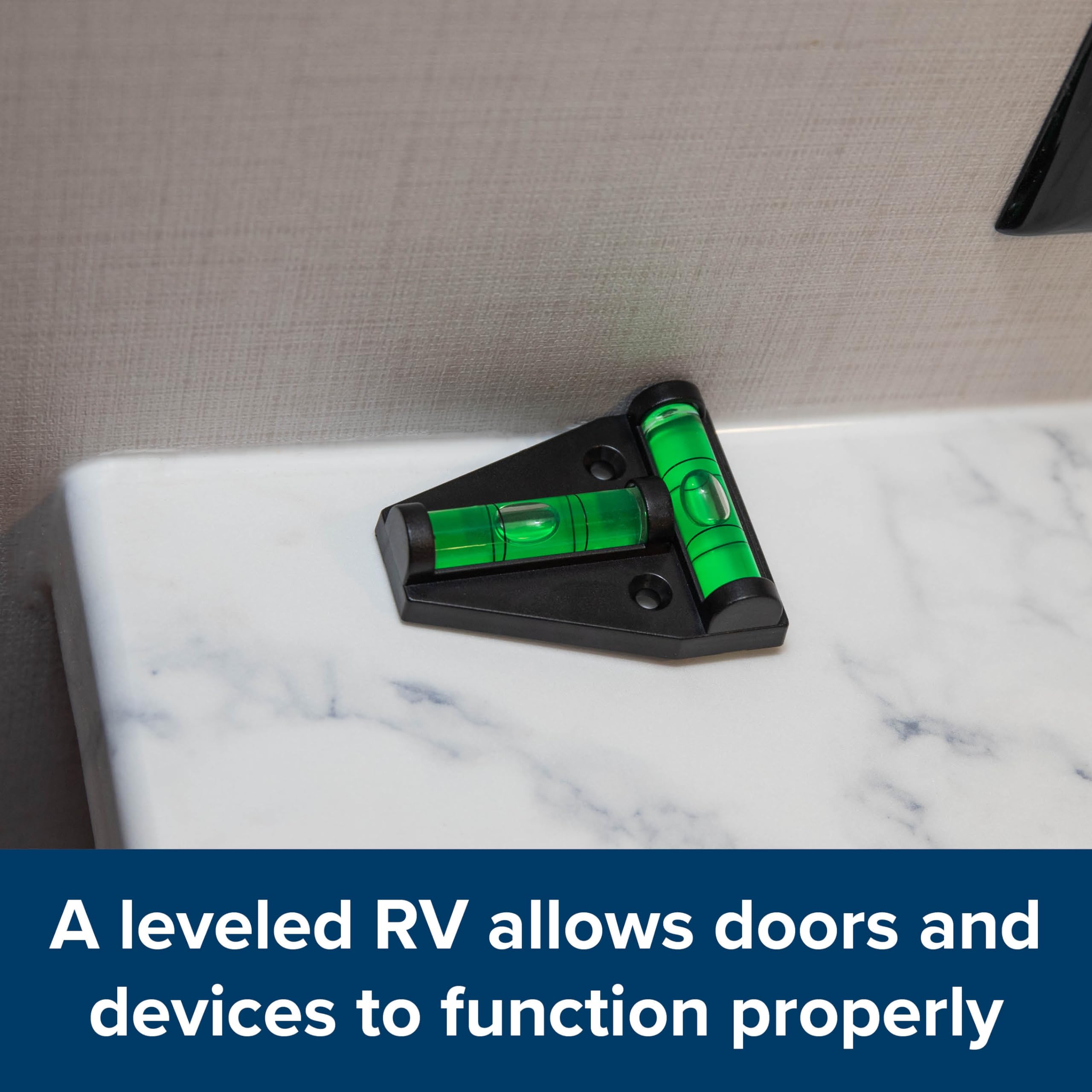 Camco Camper/RV T Level - Features Front to Back/Side to Side RV Leveling - Easy Install w/Screws or Adhesive Tape - Measures 1.