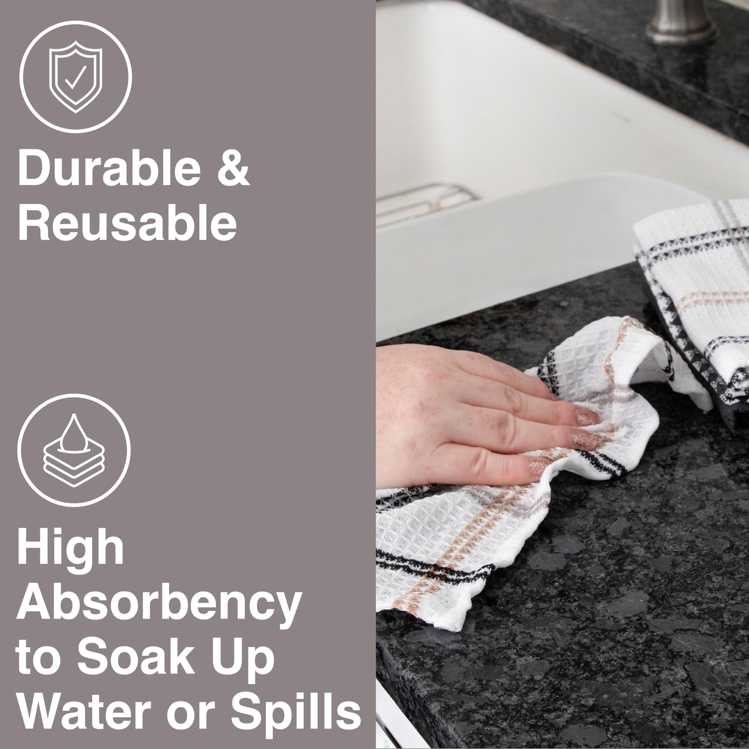 T-Fal Waffle Dish Cloths: Highly Absorbent, Super Soft Long Lasting - 100% Cotton, 12''X13'' Dish Towels For Cleaning & Drying D