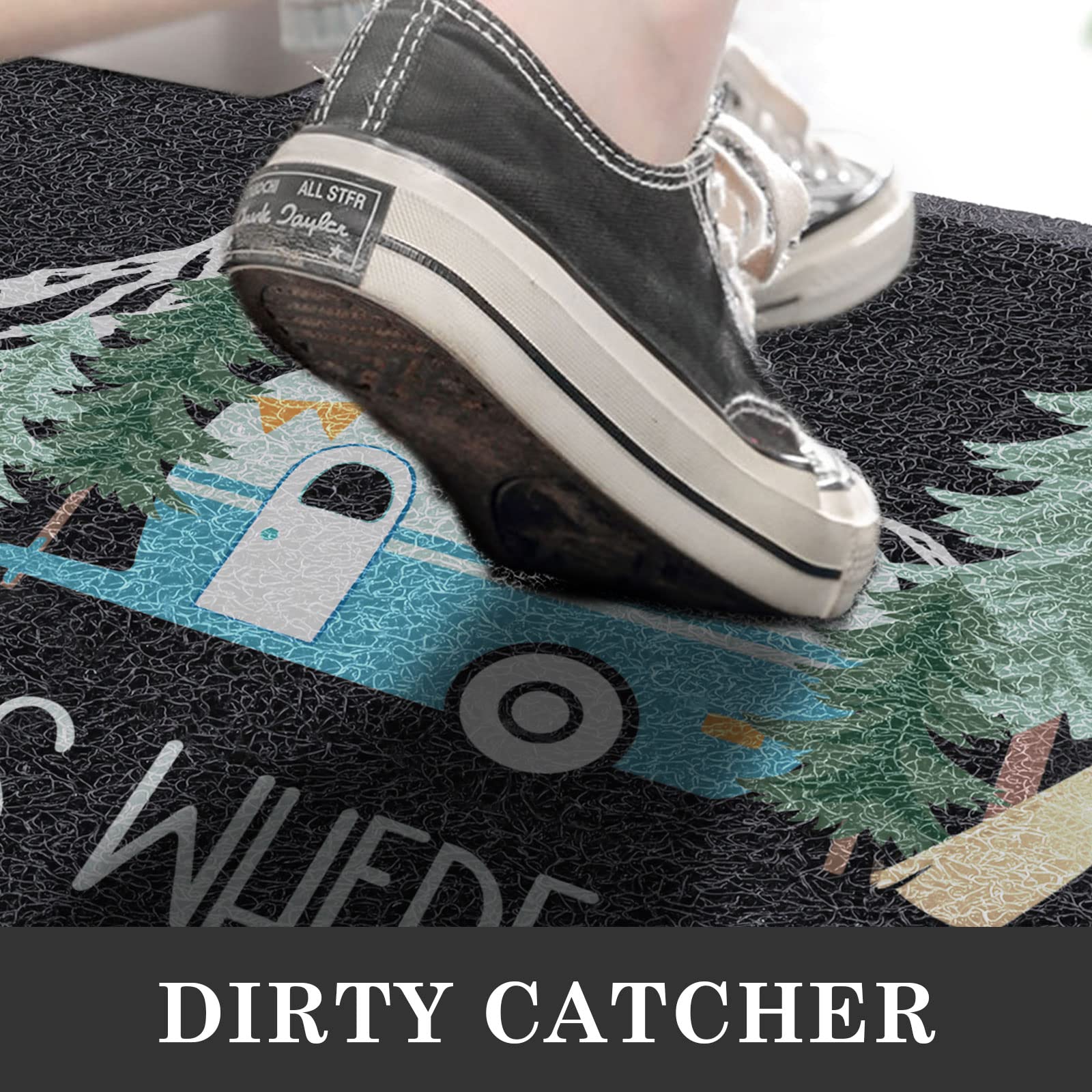 Comfoyar Welcome Door Mat, 17' X30'', Home Is Where We Park It Camping Door Mats, Welcome Mat With Rubber Backing For Shoe Scraper, Non Slip, Easy To Clean Mat Rug For Outside Camper Decor