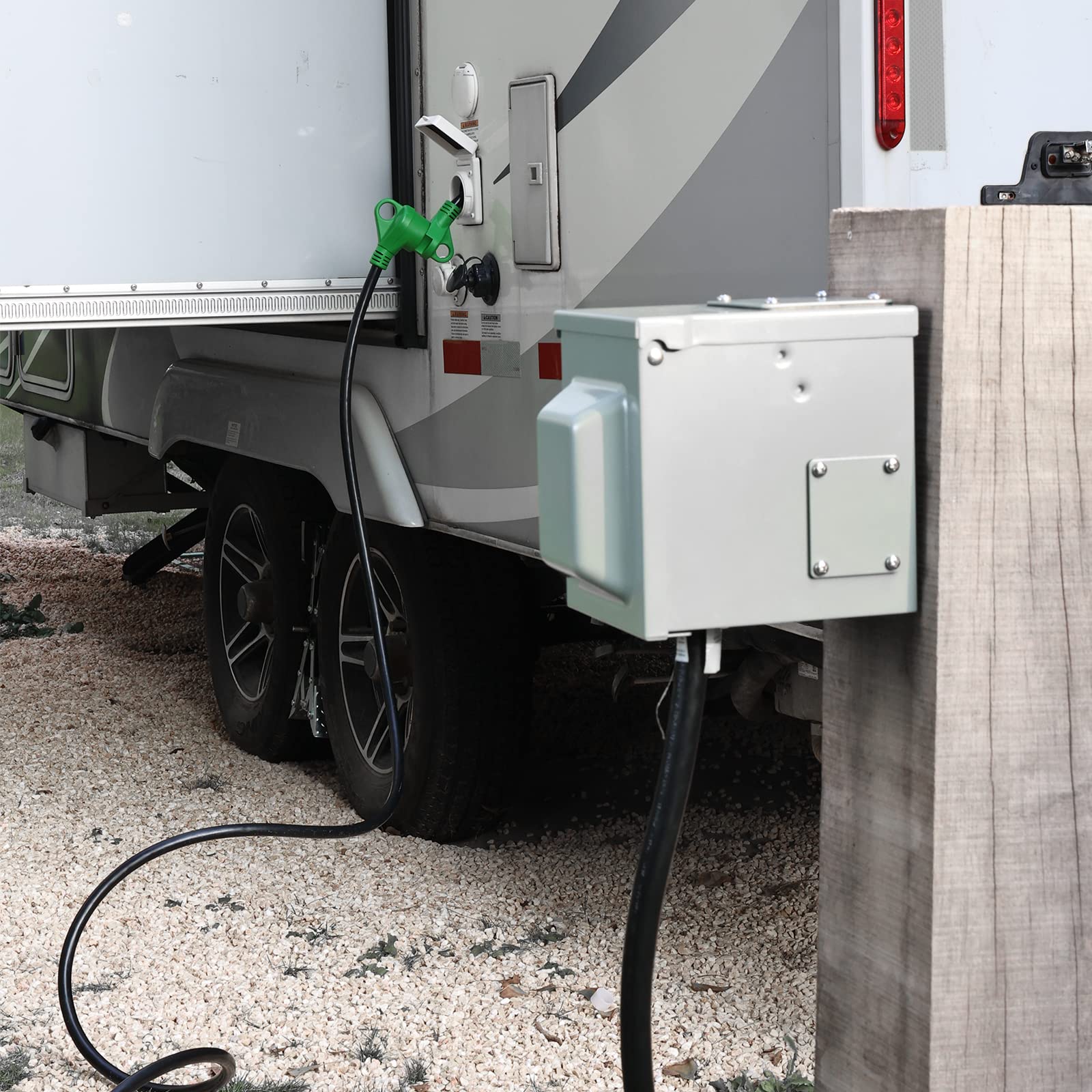 Rvguard 30 Amp 100 Foot Rv Extension Cord, Heavy Duty 10/3 Gauge Stw Cord With Led Power Indicator And Cord Organizer, Tt-30P/R