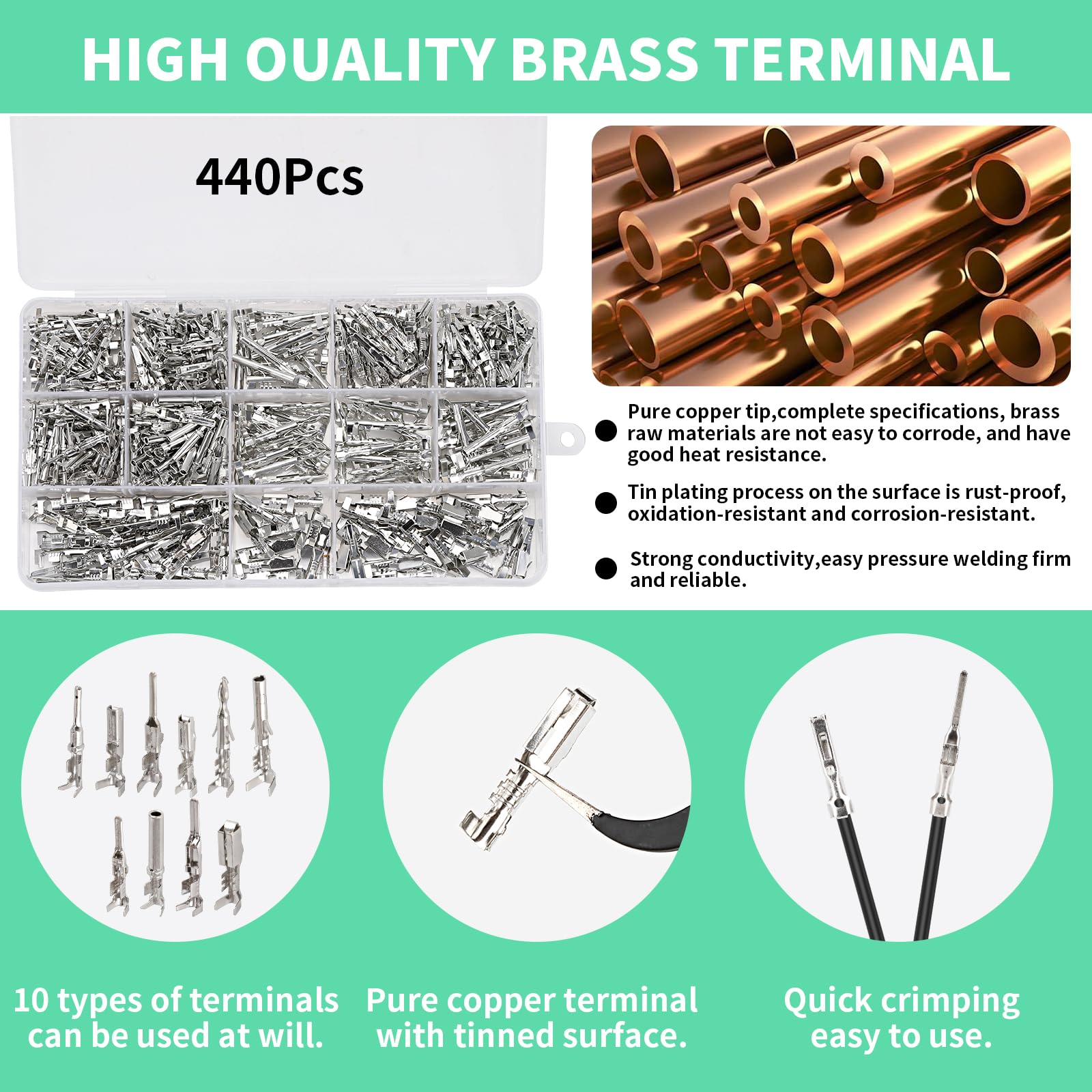 440PCS Automotive Electrical Pin Connectors Kit 1.5/1.8/2.5/2.8mm Connector Pins Automotive Pin Connector Kit Crimp Terminal Pin