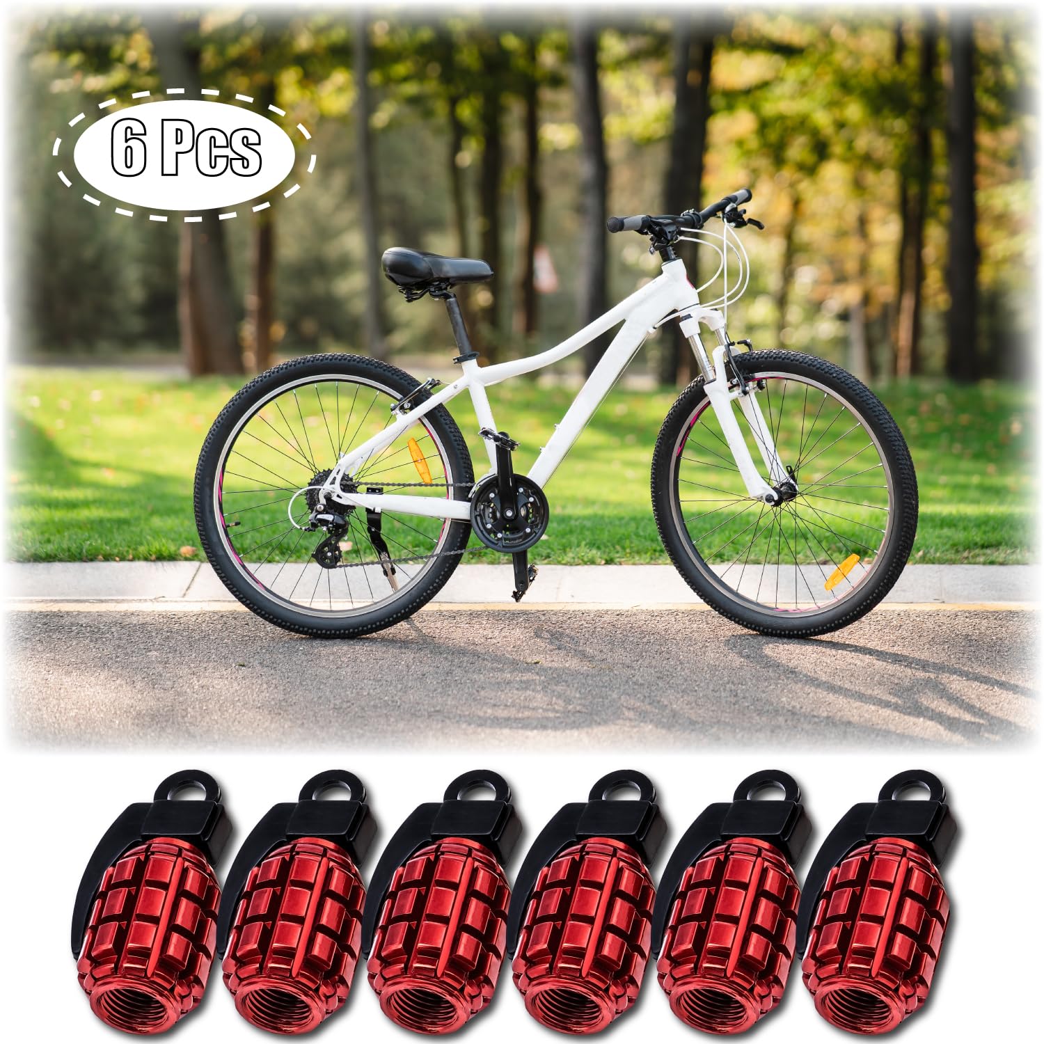 Meajoo 6Pcs Tire Valve Stem Caps, Stainless Steel Tire Valve Caps Wheel Valve Caps For Cars, Trucks, Suv, Motorcycles, Bicycles