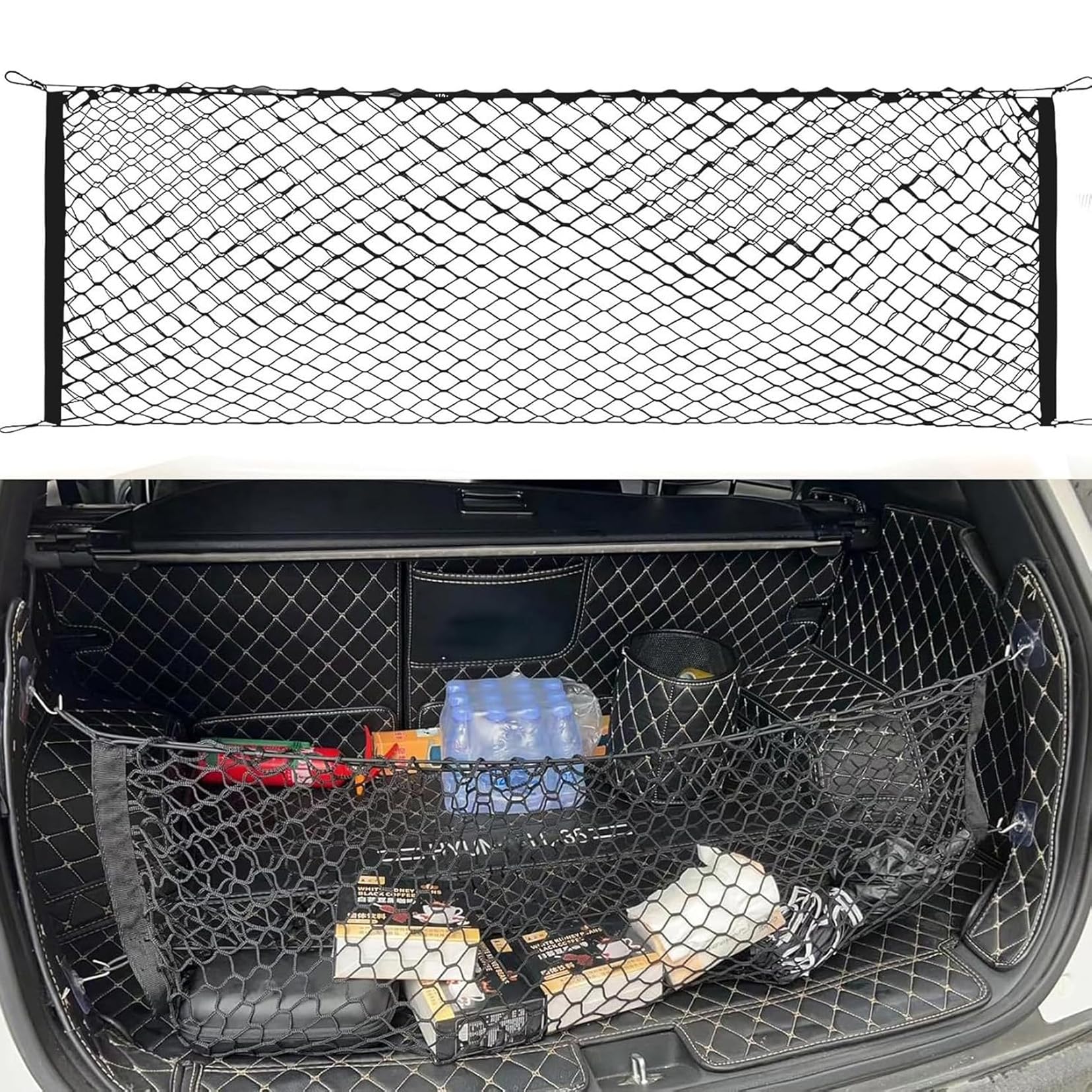 Envelope Style Automotive Elastic Trunk Mesh Cargo Net Compatible With Kia Telluride 2020 2021 2022 2023 2024 2025- Premium Orga