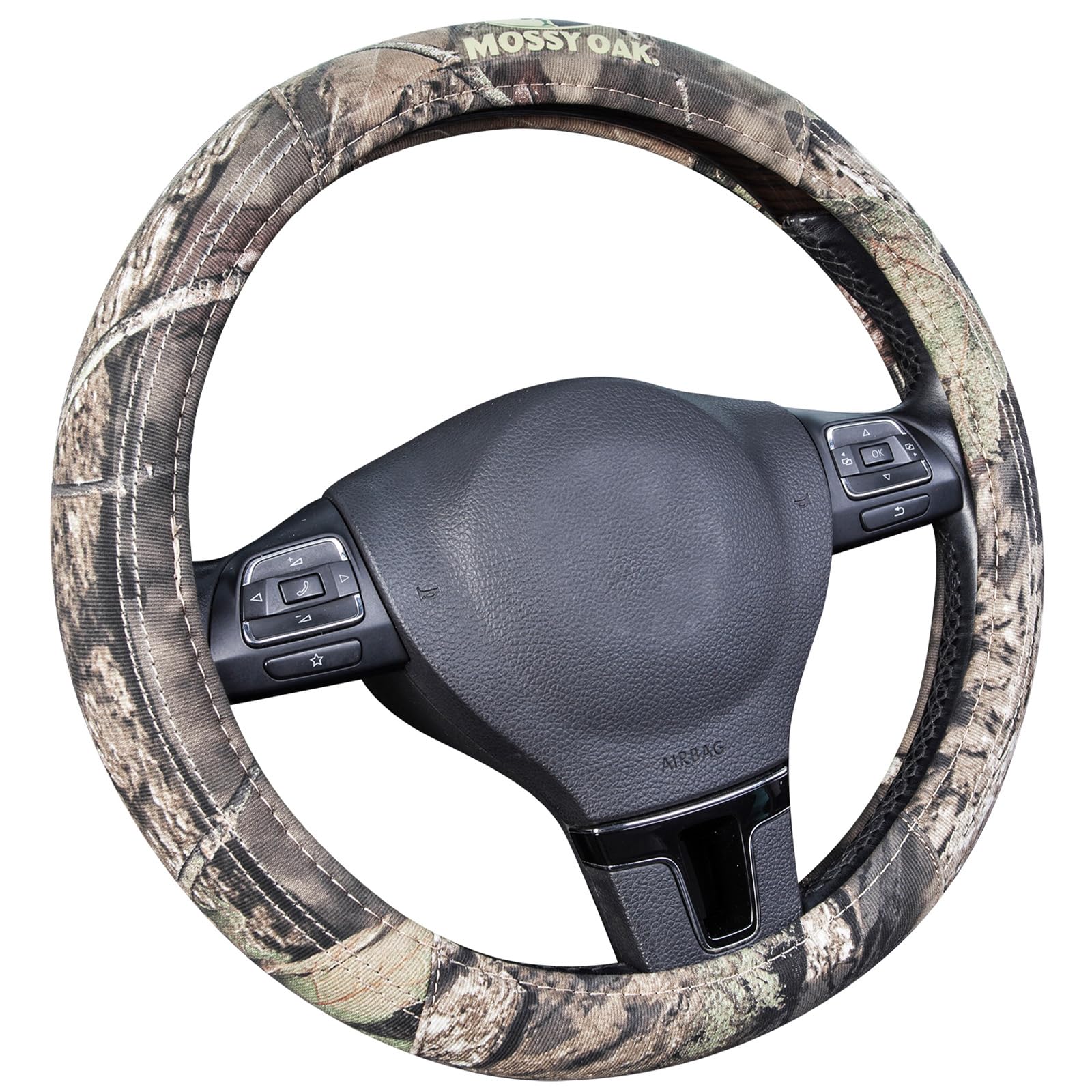Mossy Oak Full Camo Steering Wheel Cover - Made From Premium Cotton Twill, Universal Fit For 14 1/2 To 15 Inches - Official Lice