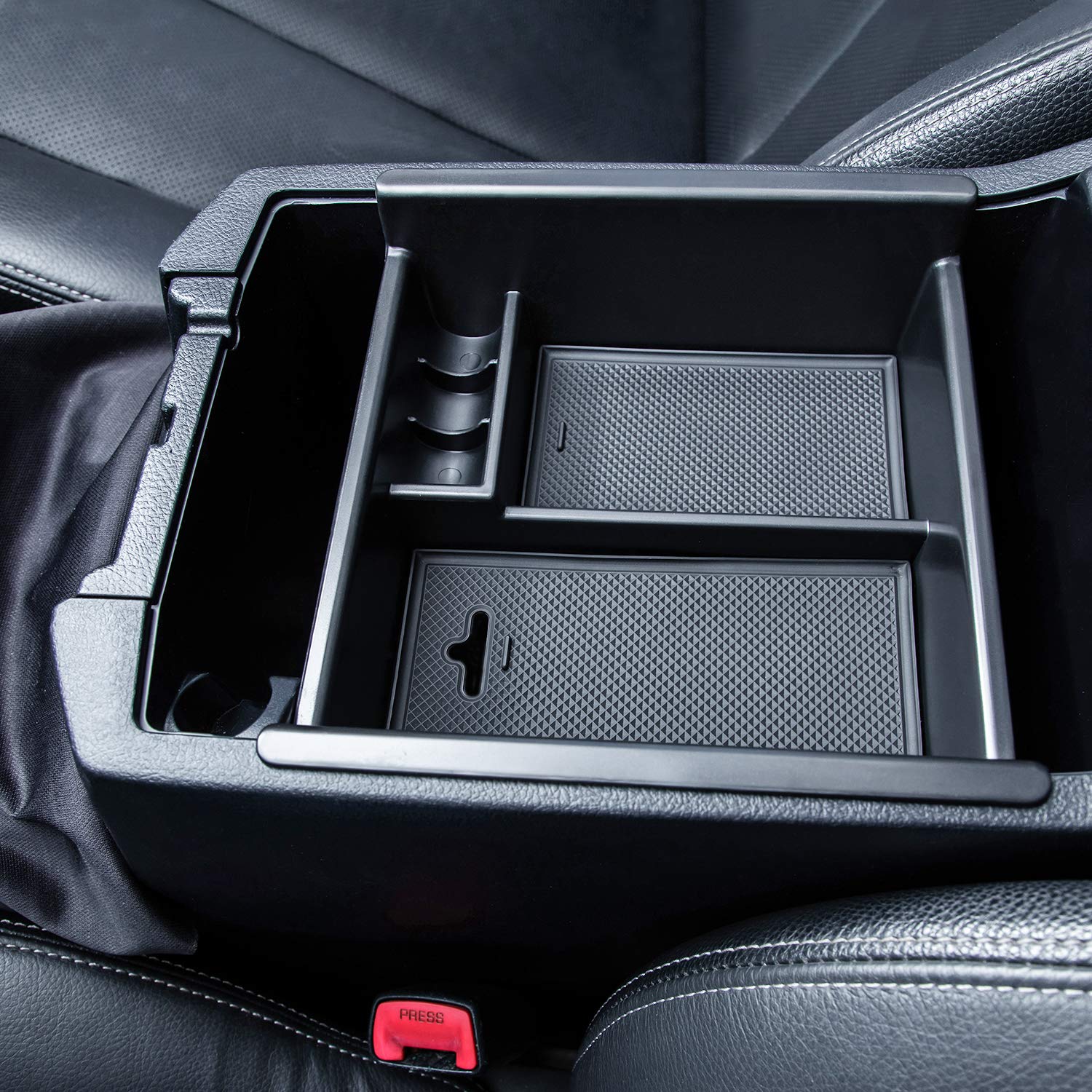 JKCOVER Center Console Organizer Tray Compatible with Toyota 4Runner 2010-2021 2022 2023 2024 and Kia Telluride 2020-2024 2025 Accessories,Insert Armrest Box Secondary Storage ABS Black Materials