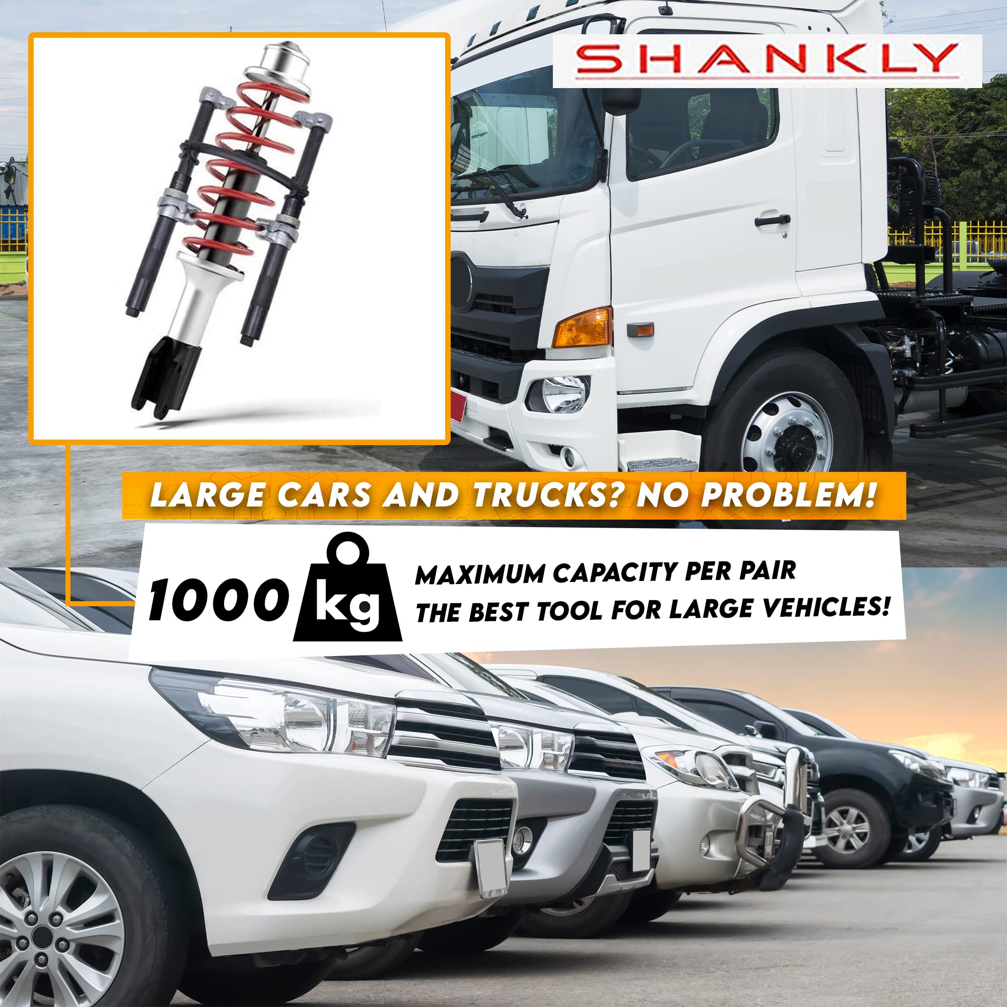 Shankly Spring Compressor Tool - 2200 Lbs - Extra Strength, Heavy Duty Build, Ultra-Rugged Coil Spring Compressor Tool Or Strut