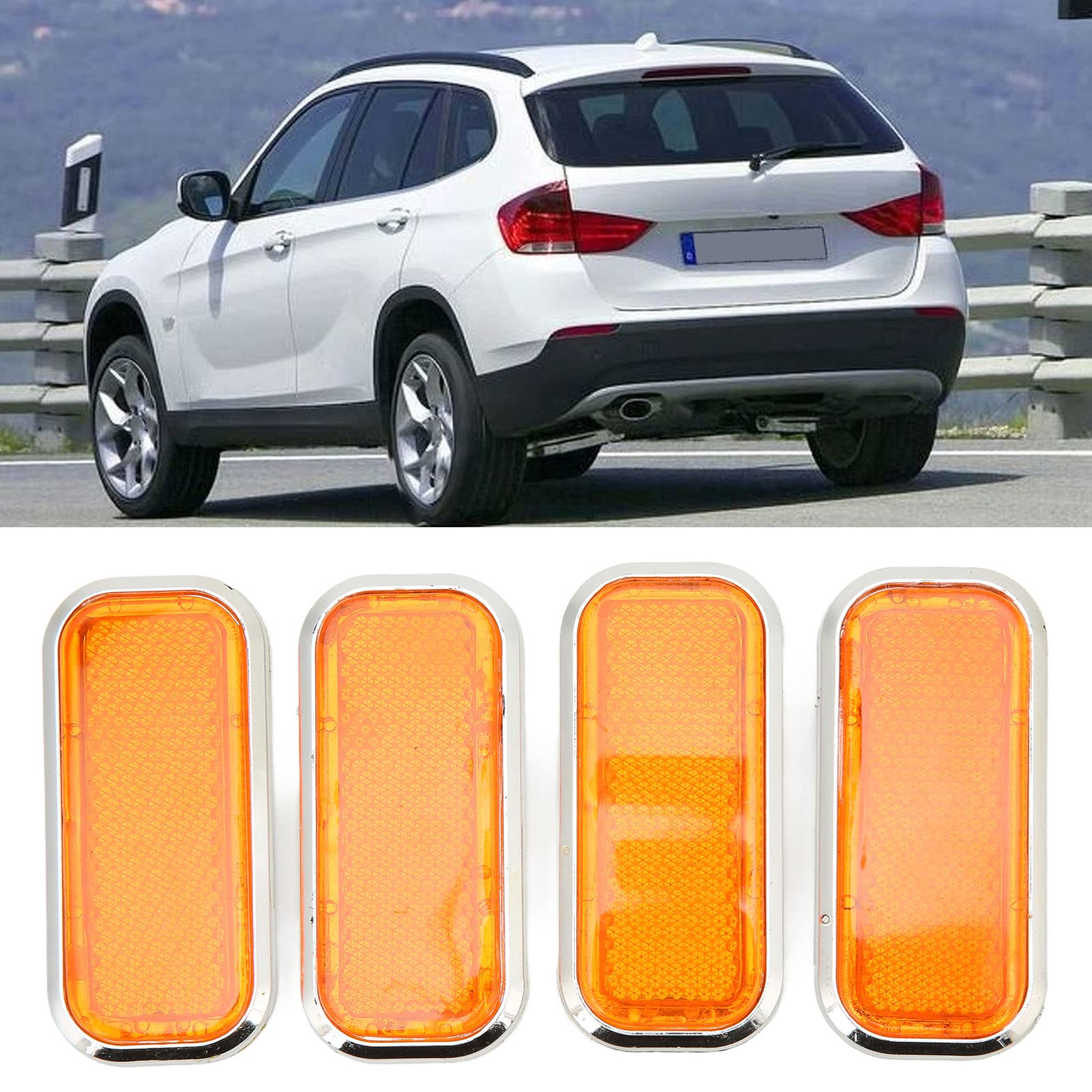 4pcs Rectangular Reflector Safety, KIMISS Universal Stick on Reflective Sticker Reflector holder High Visibility for Car Motorcy