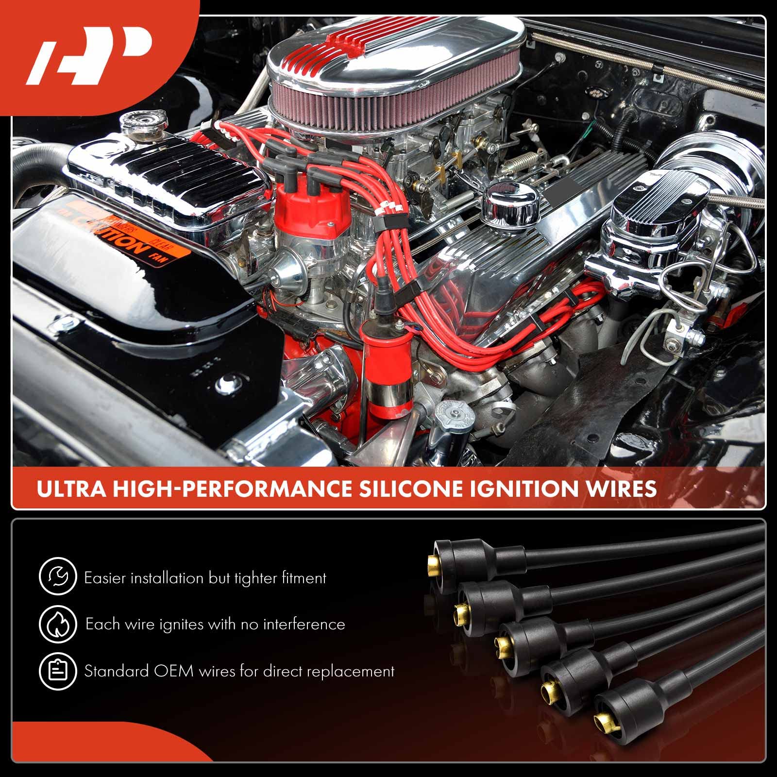 A-Premium Ignition Spark Plug Wires Set Of 6 Compatible With Ford Explorer 2002-2010, Explorer Sport Trac 2007-2010 & Mercury Mountaineer 2001-2010, V6 4.0L