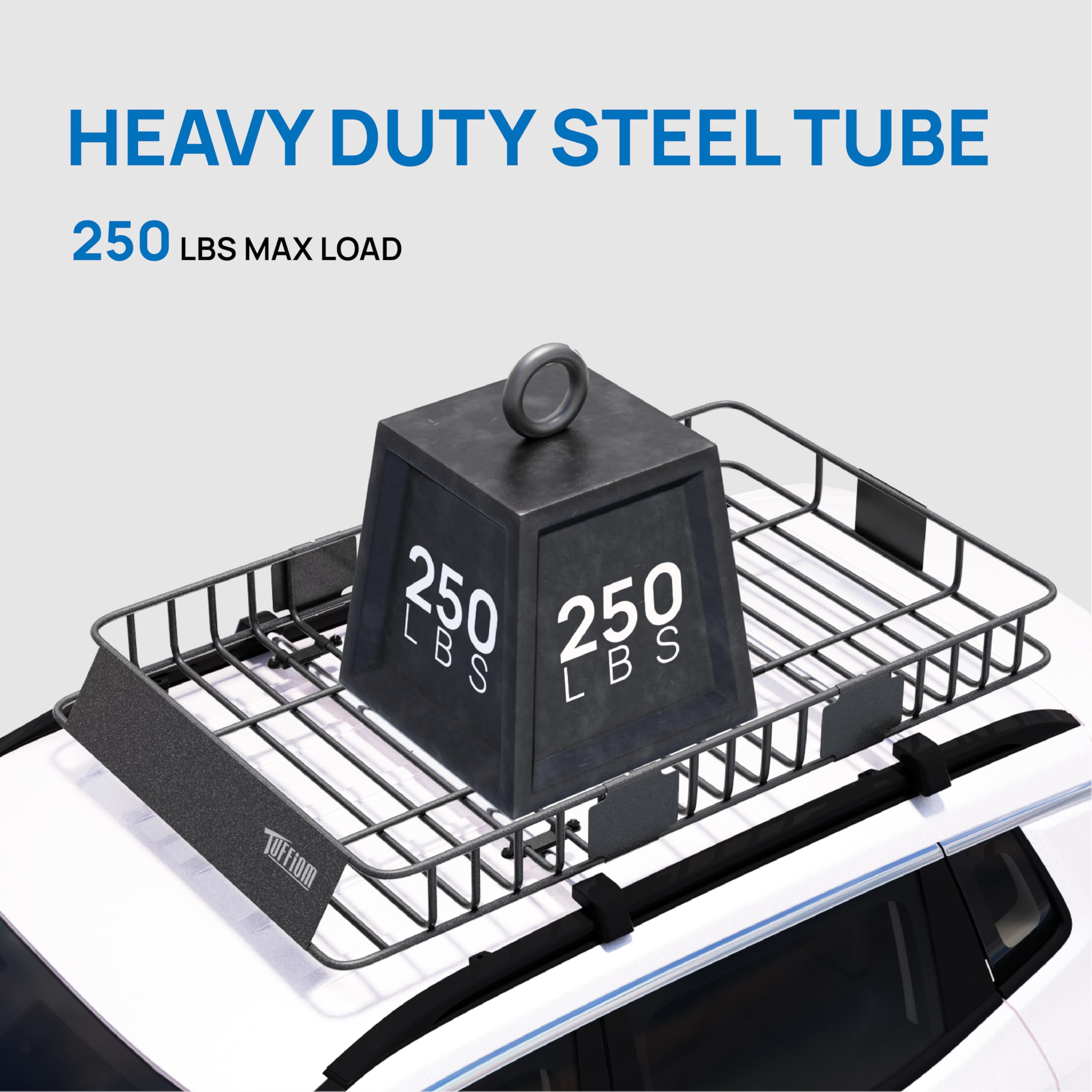 Tuffiom 64''X 39''X 6'' Universal Rooftop Cargo Carrier Basket, Extendable Steel Roof Rack Basket W/Net+Storage Bag+Pedal+Straps