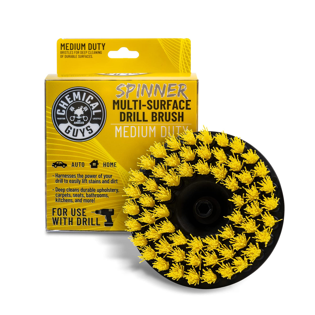 Chemical Guys Acc507 Medium Duty Spinner Multi-Surface Drill Brush Attachment (Fits Any Standard Drill - Power Scrubber Removes 