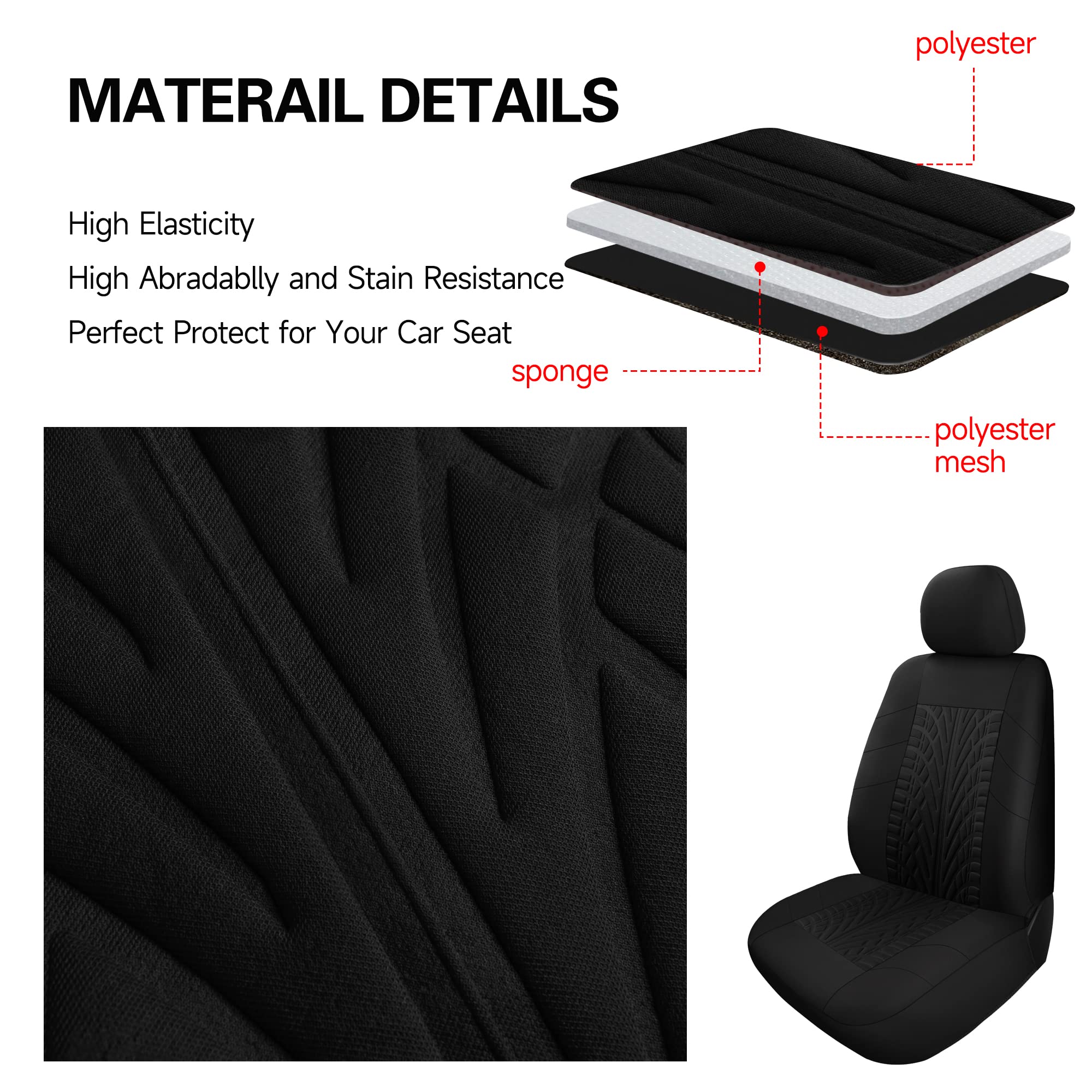 Pariitadin Car Seat Covers Front Pair, Washable And Breathable Seat Covers For Cars, Universal Fit Car Interior Covers For Most Sedan Truck Suv, Black