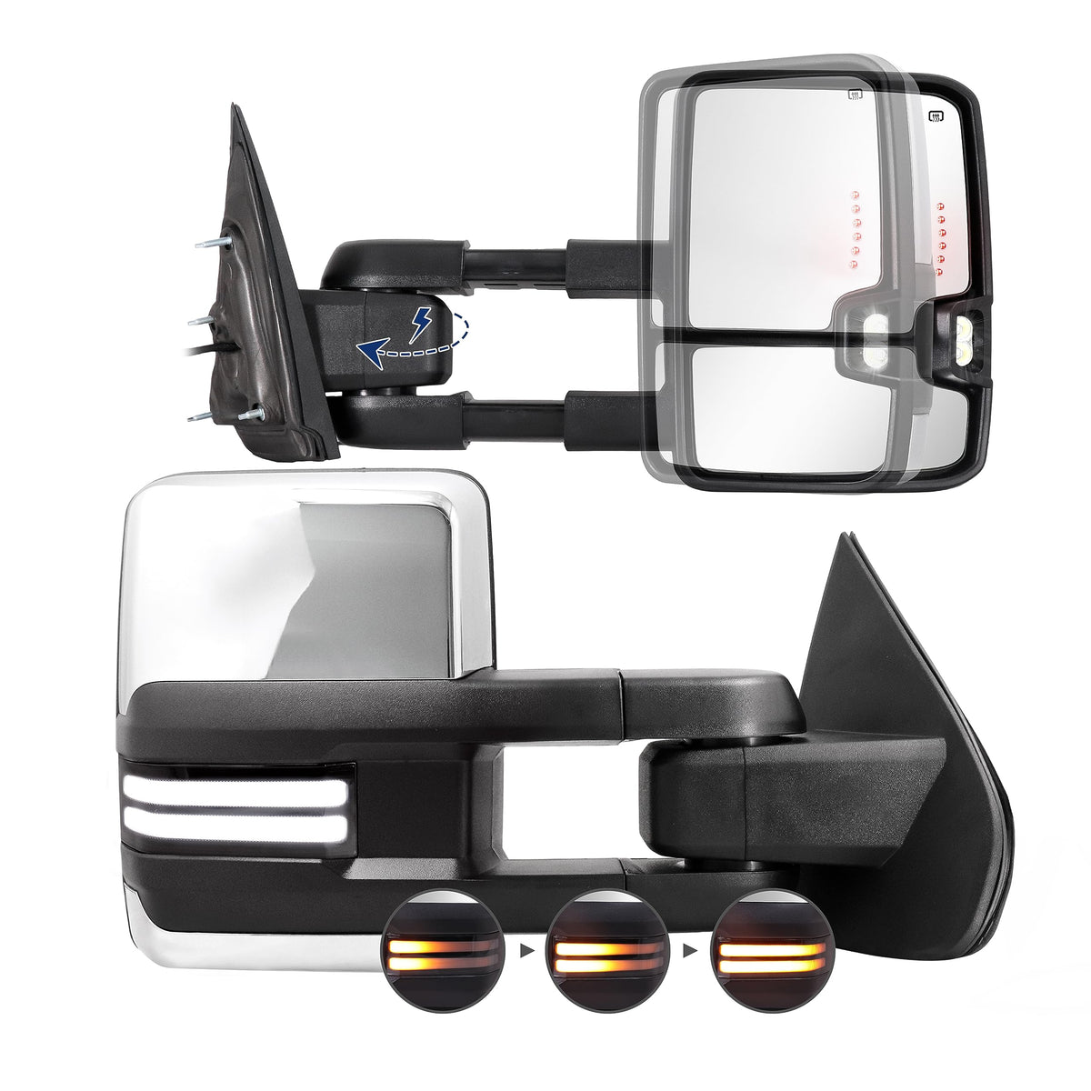 Power Folding Mirror For Silverado Sierra - Compatible With 2014-2018 Chevy Silverado Gmc Sierra With Switchback Running Turn Si