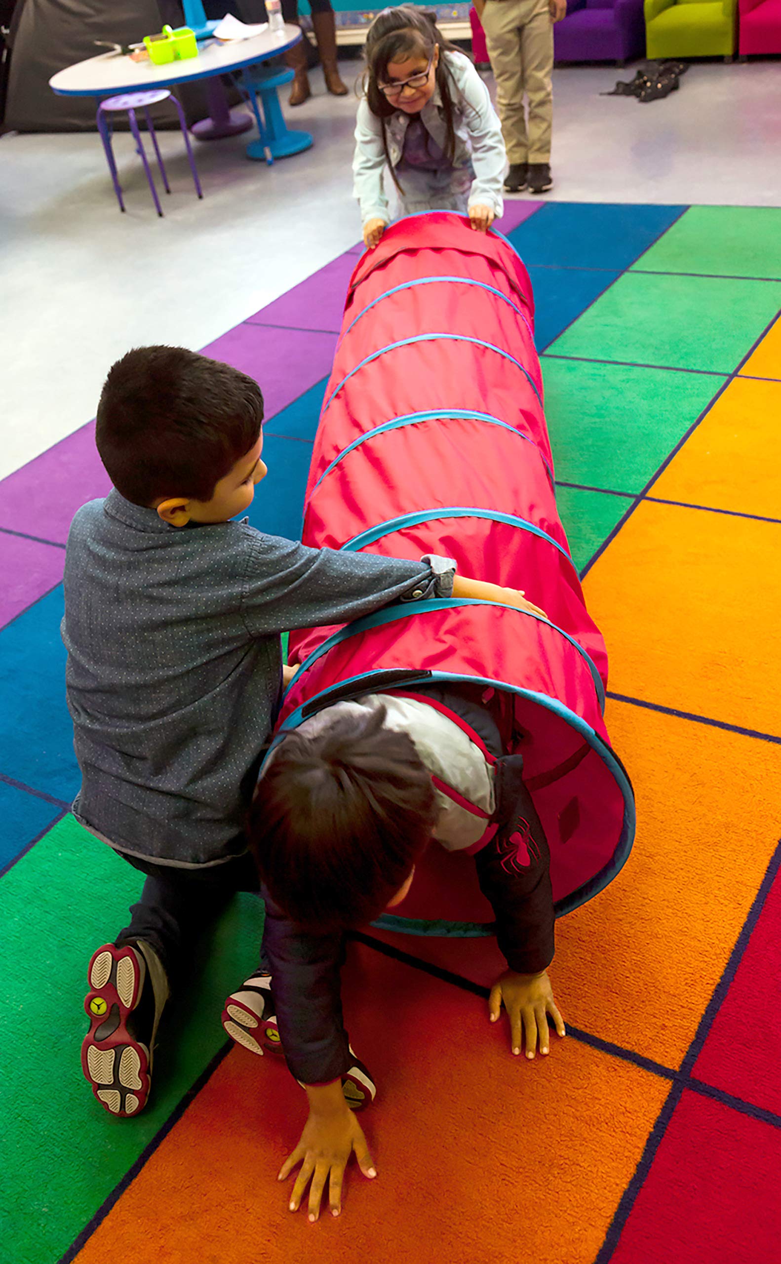 Pacific Play Tents 20510 Kids 6-Foot Institutional Crawl Play Tunnel, 6' X 19'' Diameter, Red/Blue
