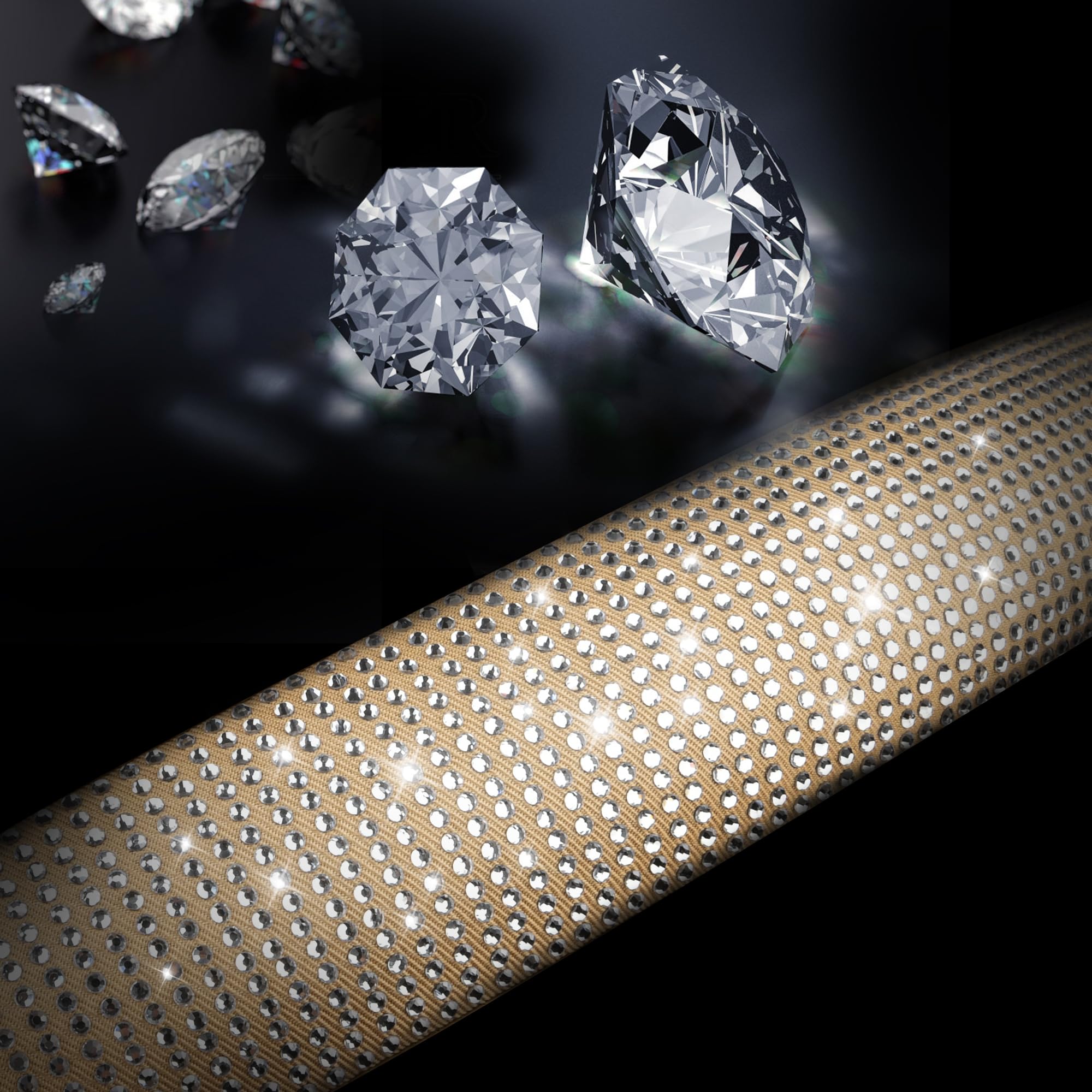 Car Pass Bling Diamond Beige Leather Steering Wheel Cover, White Sparkly Crystal Glitter Rhinestones Universal Fit 14 1/2-15 Car Wheel Protector For Women Girl Fit Suvs,Vans,Sedans,Trucks, Beige