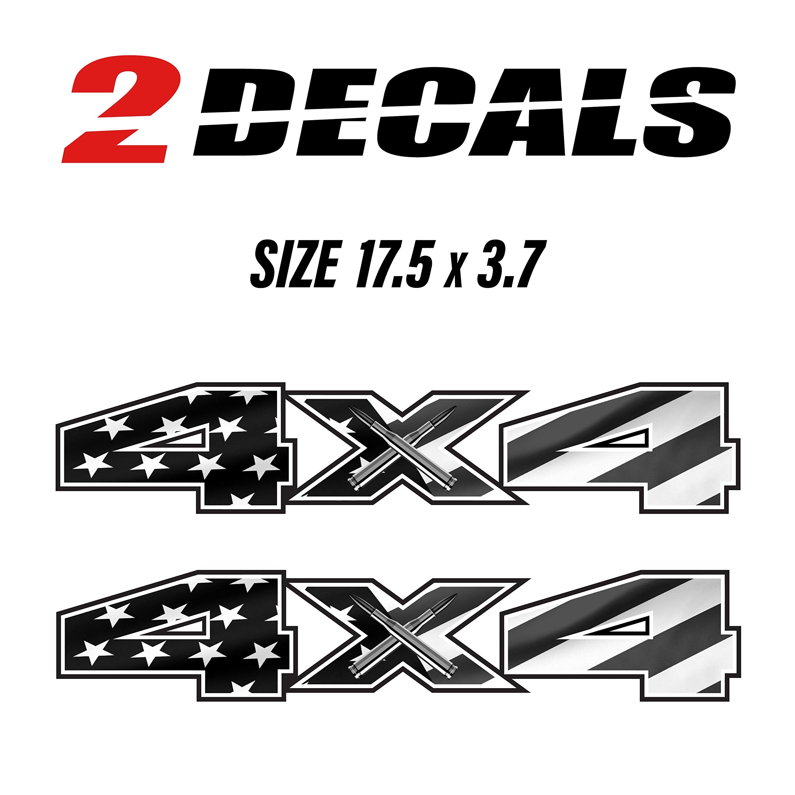 4X4 Decals Stickers For F150 (2015-2020) And F250 F350 (2017-2020) Set Of 2 (4X4 Black Flag)