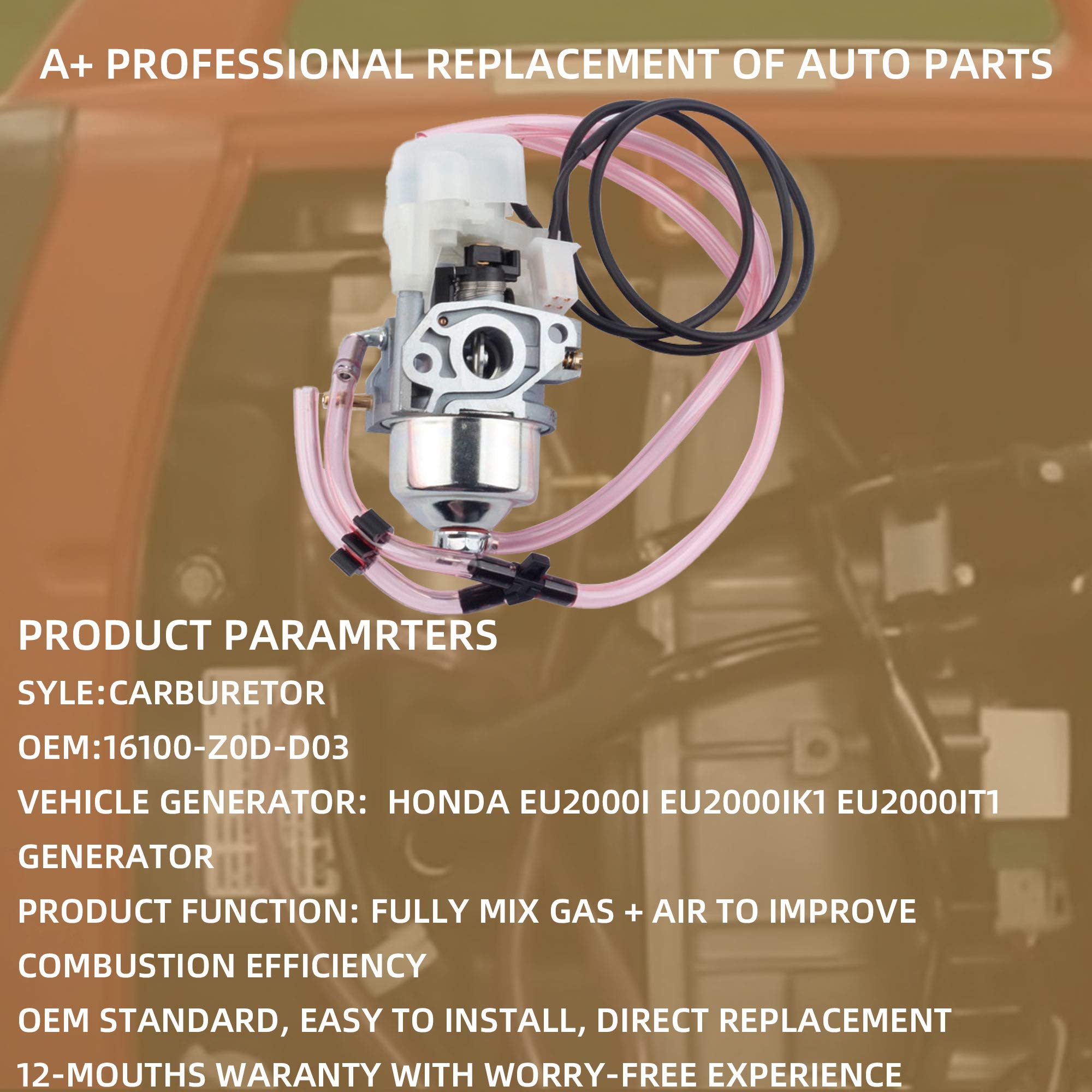 Dasbecan 16100-Z0D-D03 Carburetor Compatible With Honda Eu2000I Eb2000I Eu2000Ik1 Eu2000It1 Bf30E D/E Generator Carb Replaces 16